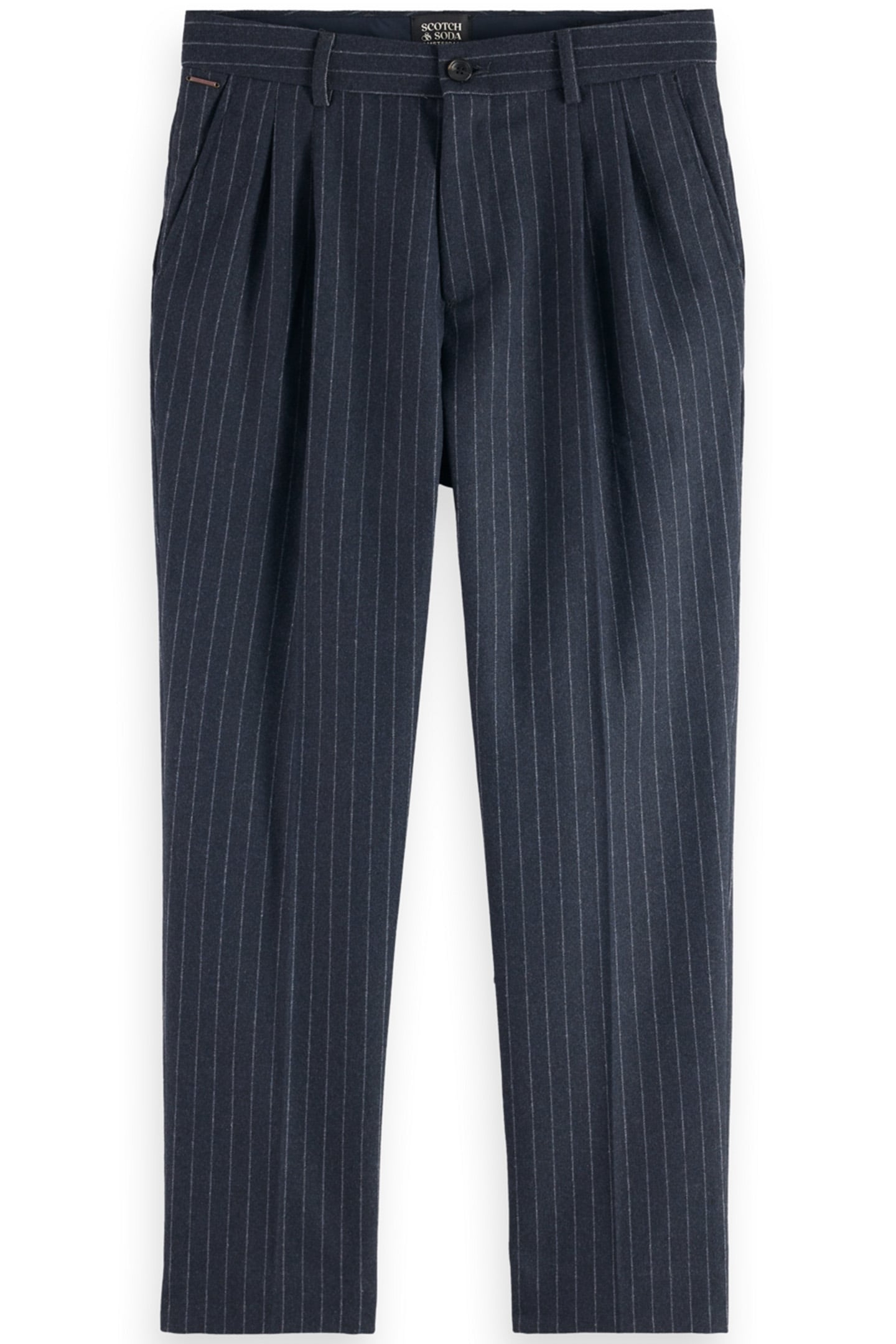 TWILT - BRUSHED WOOL-BLEND PLEATED CHINO CHARCOAL STRIPE 1