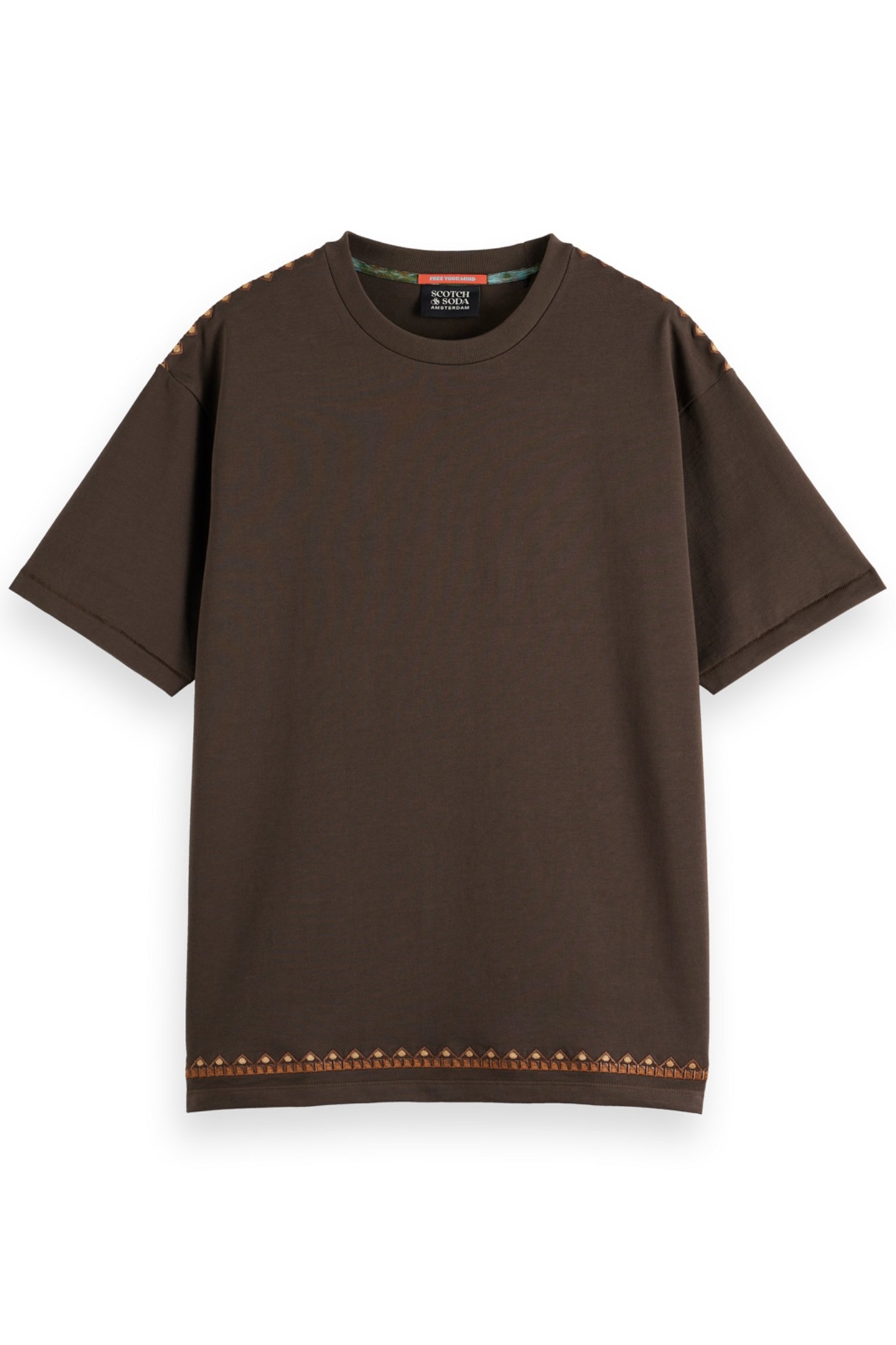 RELAXED FIT EMBROIDERY T-SHIRT COFFEE 4