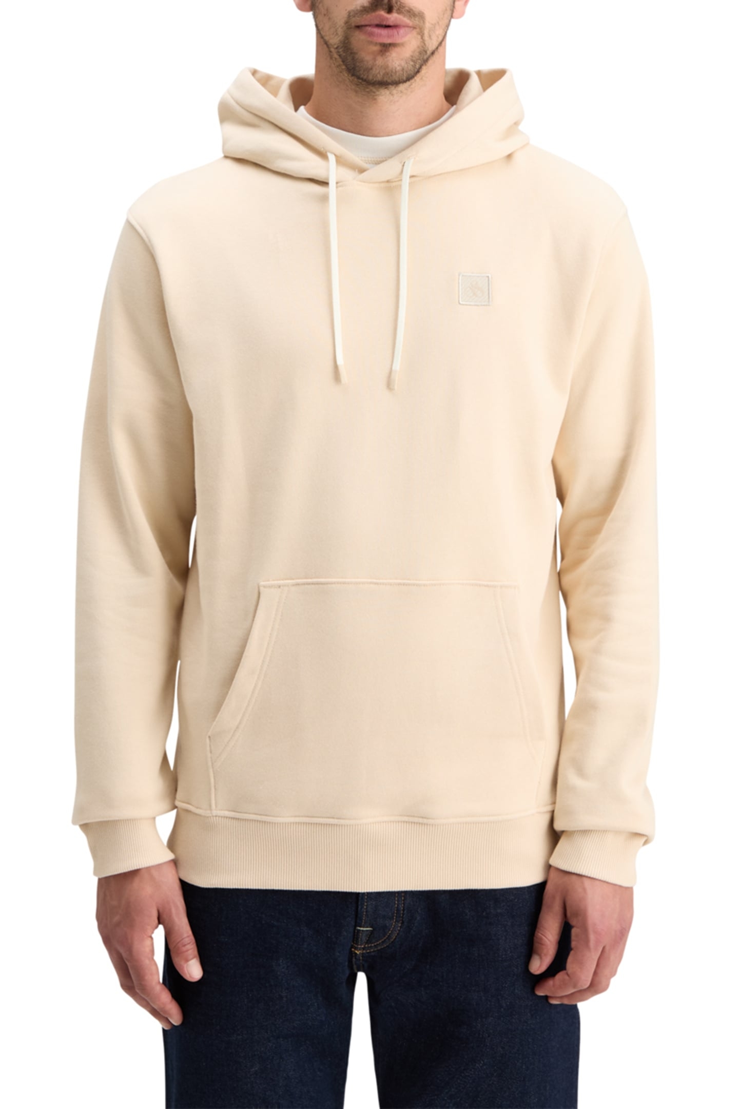 ESSENTIAL LOGO BADGE HOODIE PARCHMENT 1