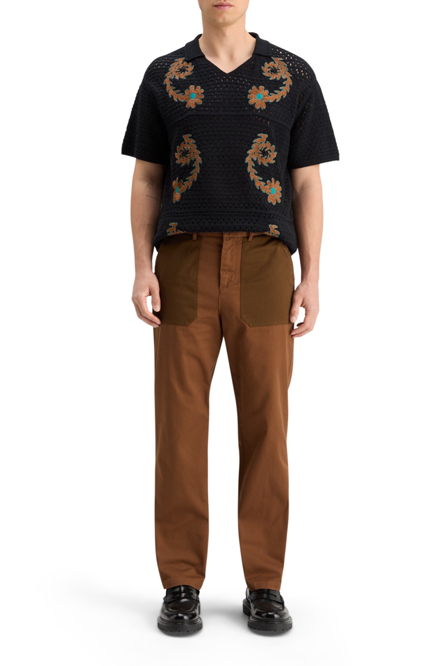 JOE JONAS X SCOTCH SODA CROCHET POLO SHORT SLEEVE BLACK 3