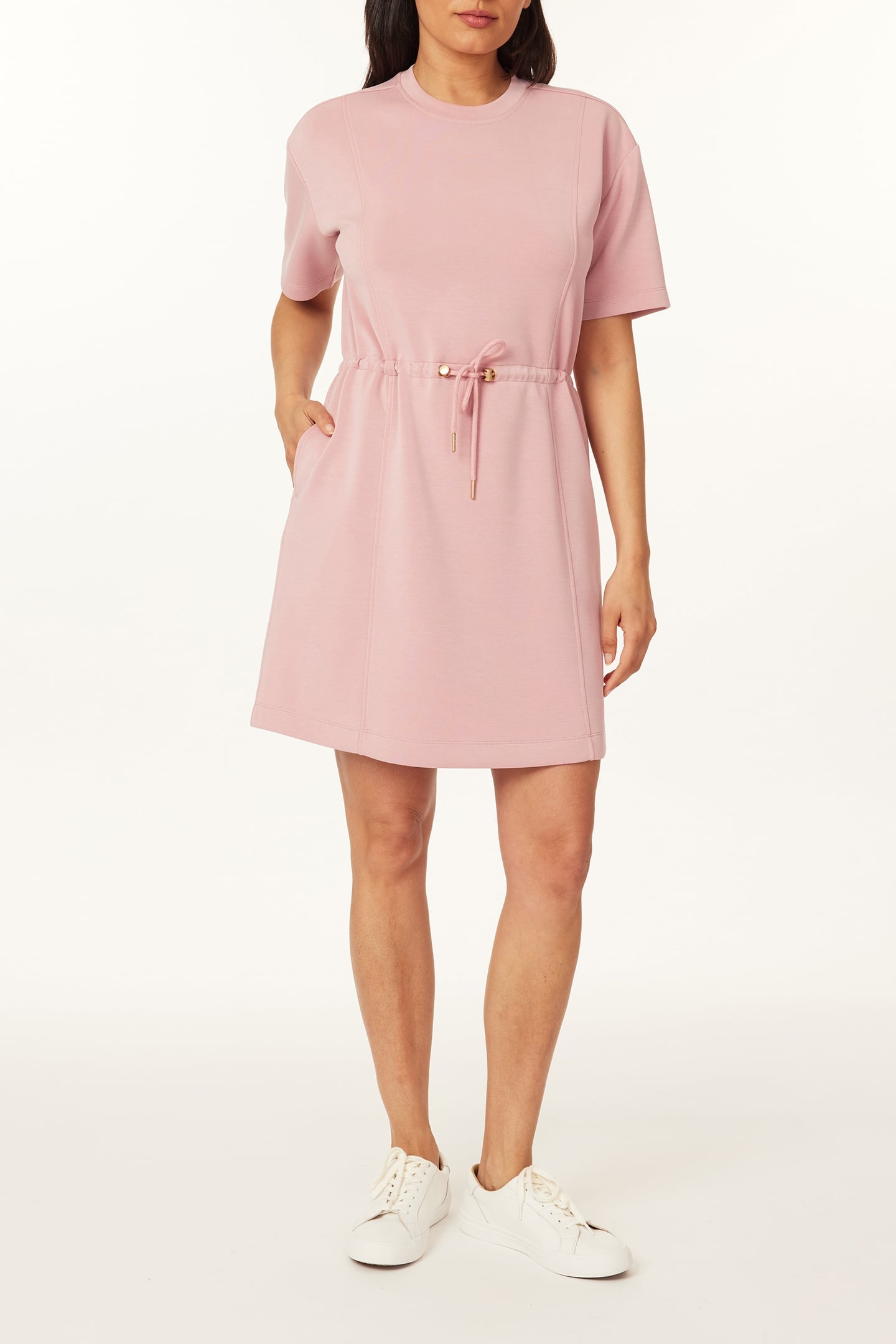 DRAWSTRING TEE DRESS DUSTY ROSE 1