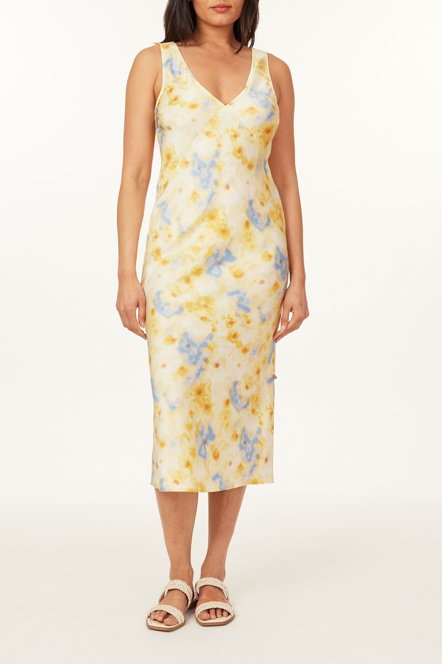 BIAS SLIP DRESS ABSTRACT SKY DAISY 1