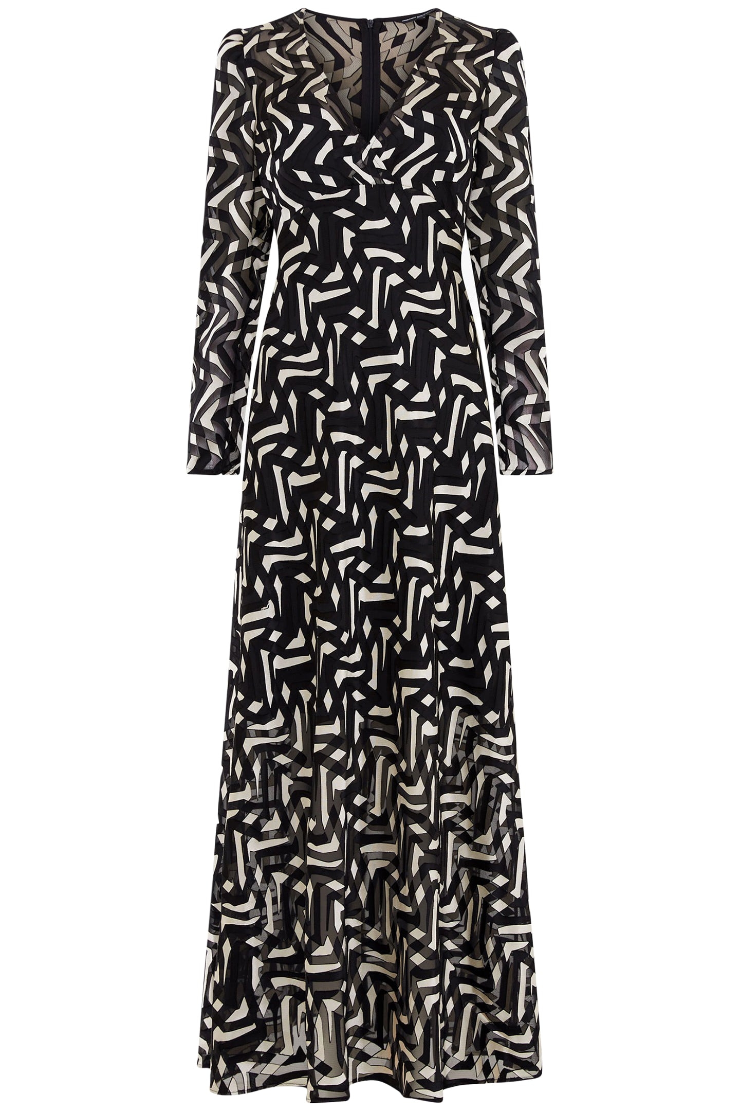 DIANDRA SATIN BURNOUT DRESS BLACK/CREAM 3