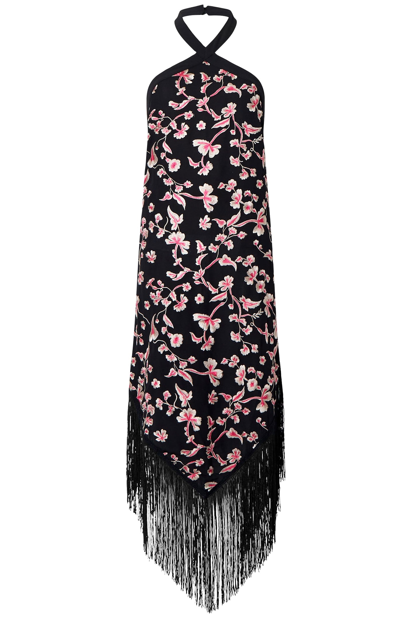 BRYONY EMB HALTER NK DRESS BLACKOUT/PINK MULTI 3