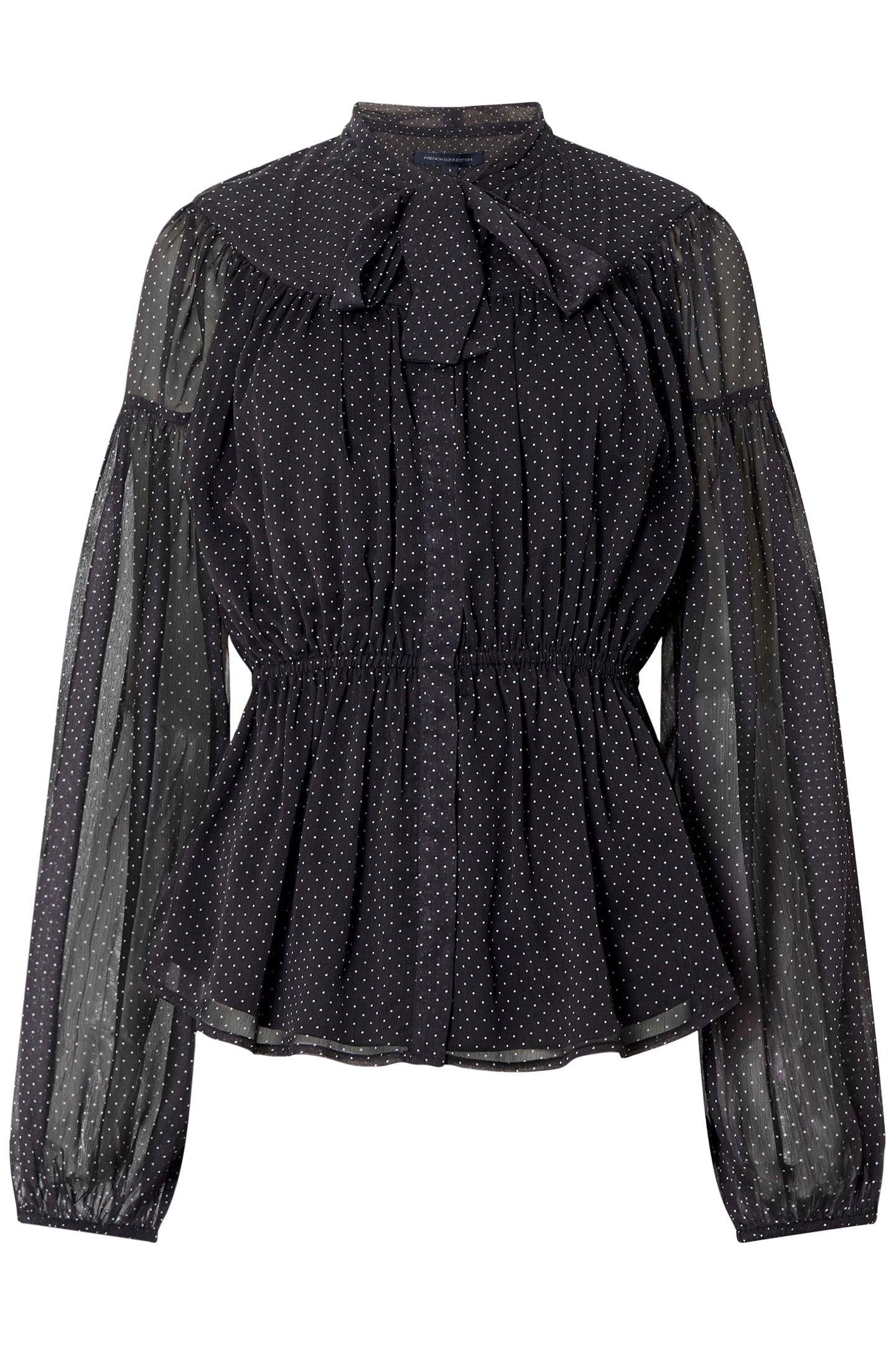 INES CHIFFON FITTED WAIST BLOU BLACKOUT/SUMMER WHIT 3