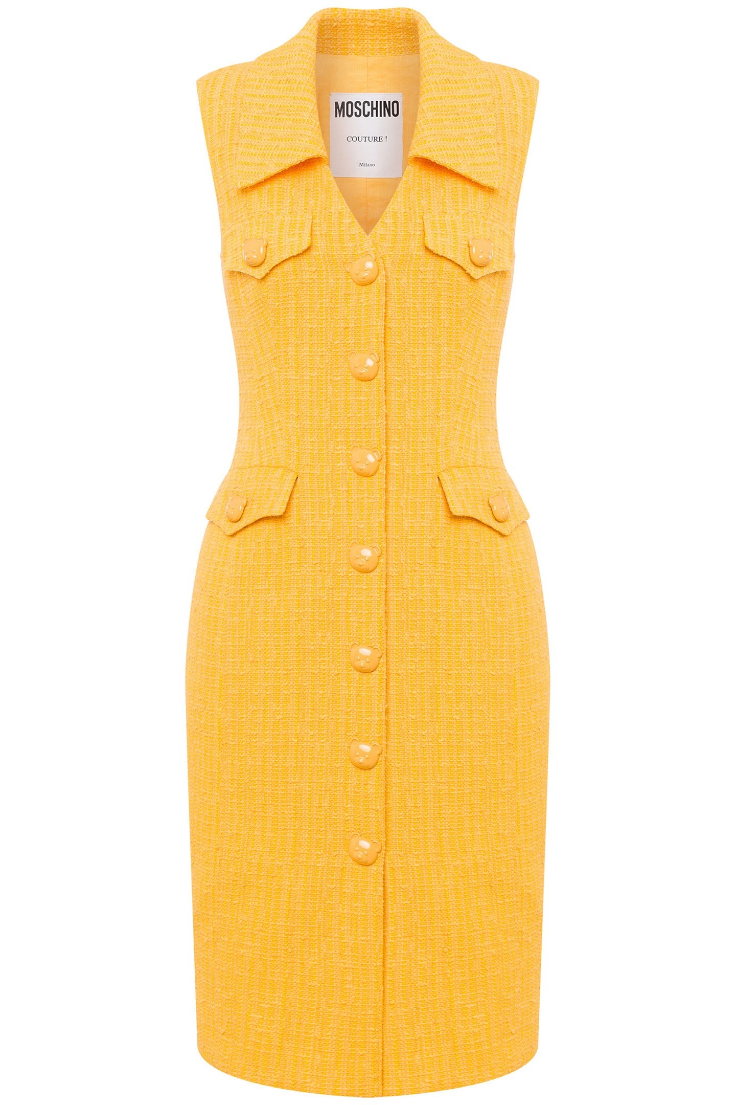 TEDDY BUTTONS TWEED DRESS YELLOW 3