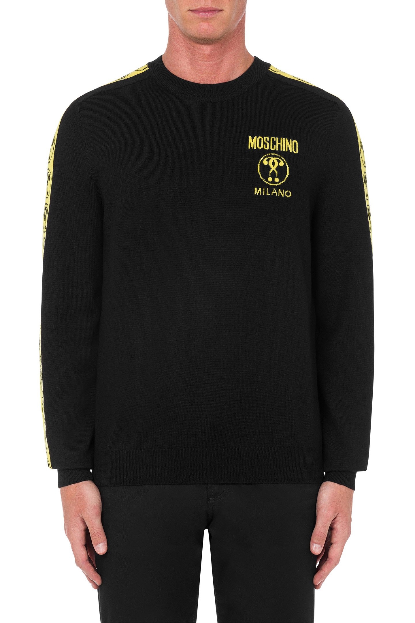 DOUBLE QUESTION MARK WOOL SWEATER BLACK 1