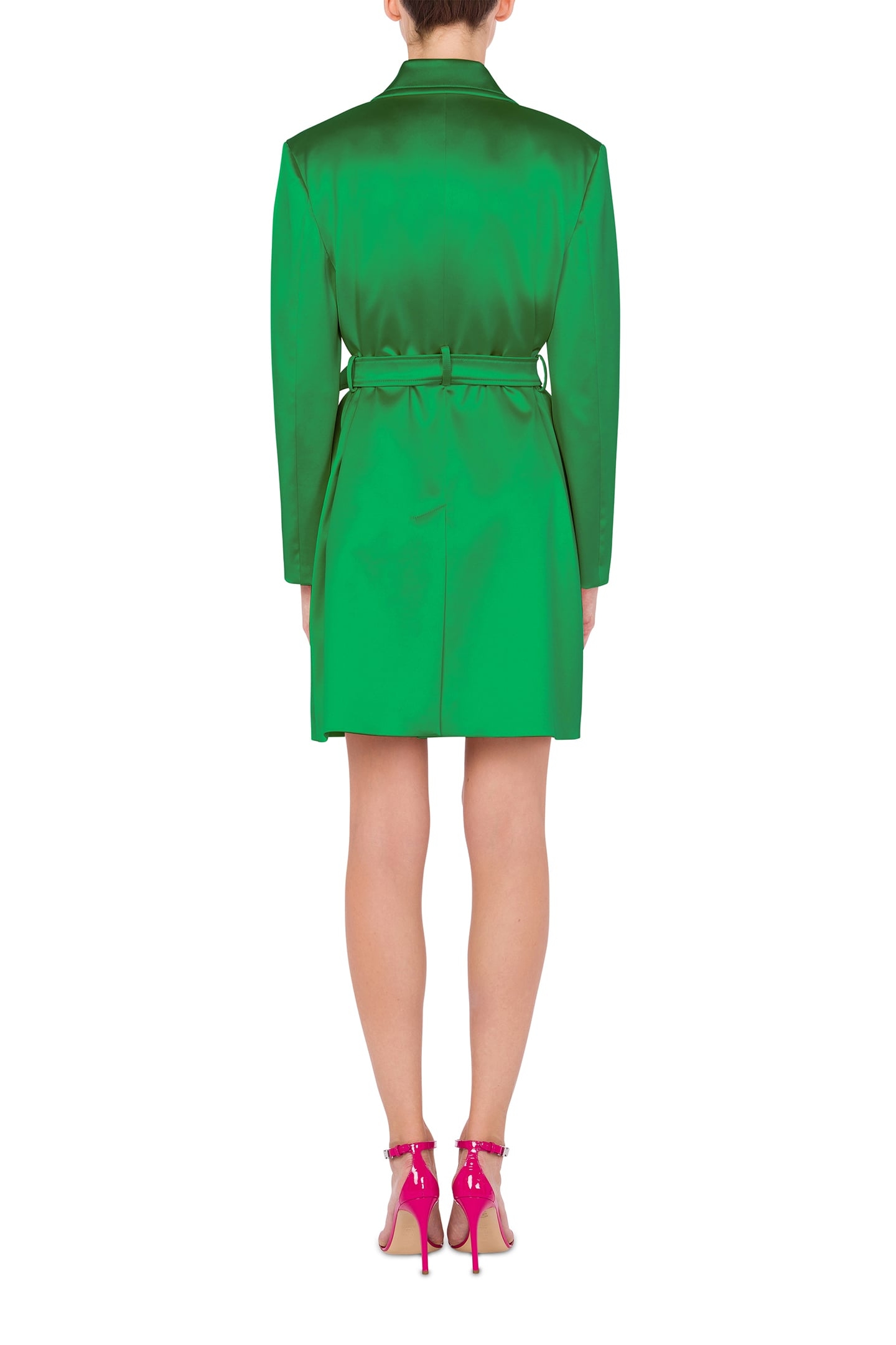 STRETCH SATIN TRENCH COAT GREEN 2