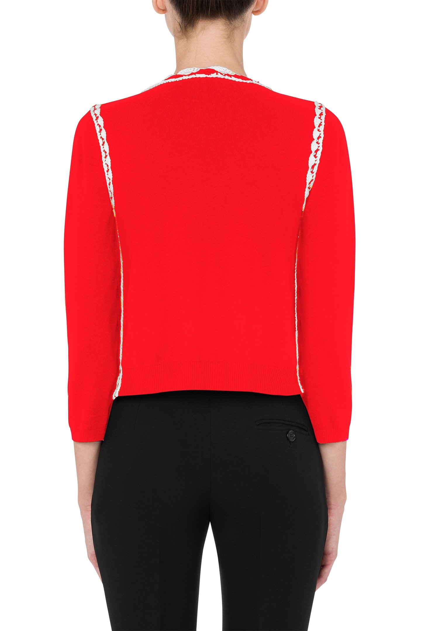 CROCHET DETAILS WOOL CARDIGAN RED 2