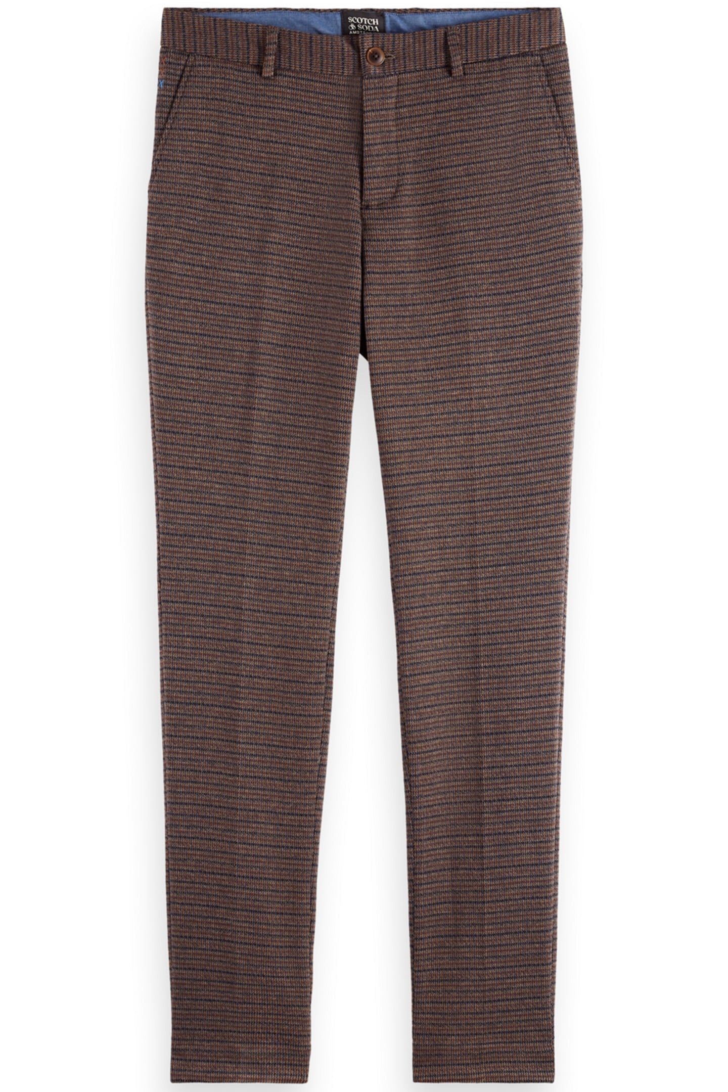 MOTT - KNITTED SLIM FIT CHINO NIGHT BROWN MINI CHECK 4