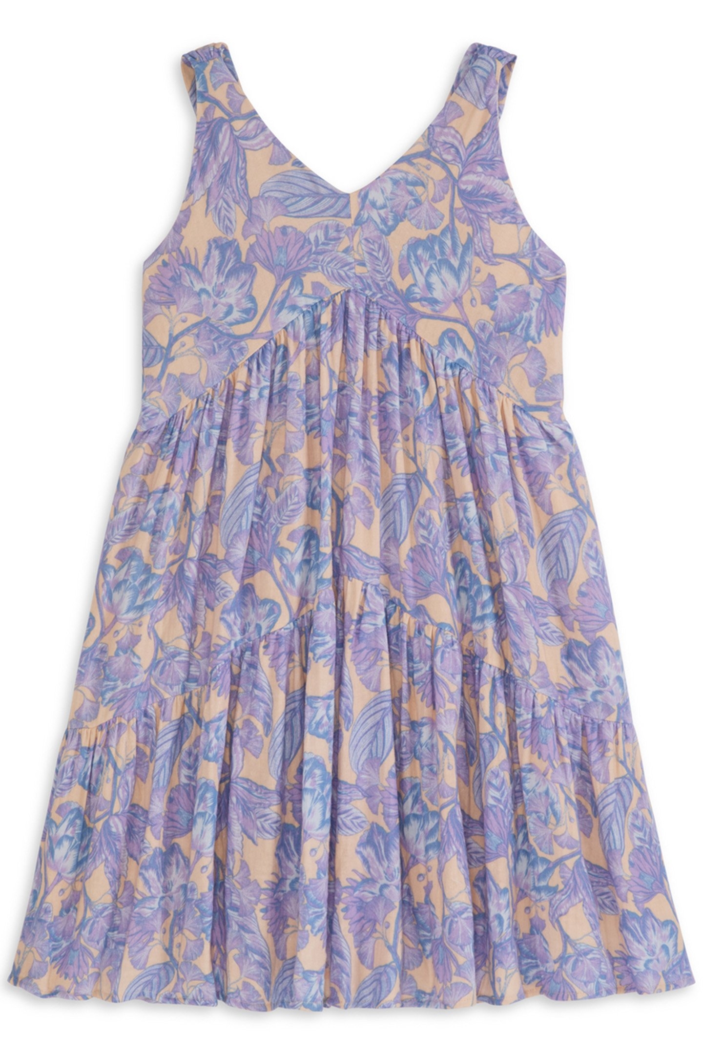 GIRLS S&S GIRLS SLVLSS TIERED LONG DRESS LT BROWN 2