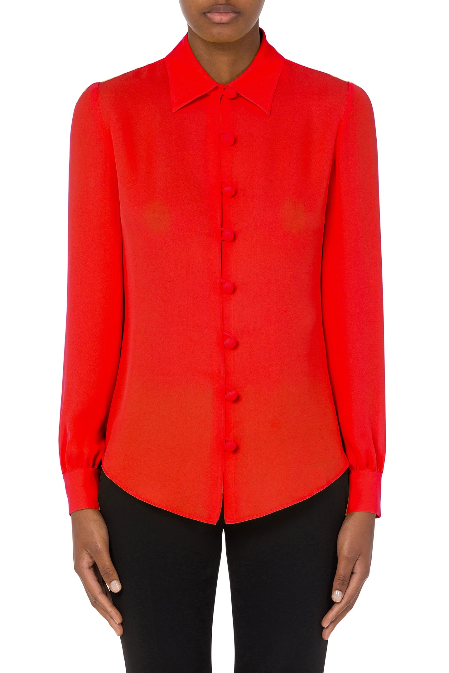 SILK CHARMEUSE SHIRT 60'S RED 1