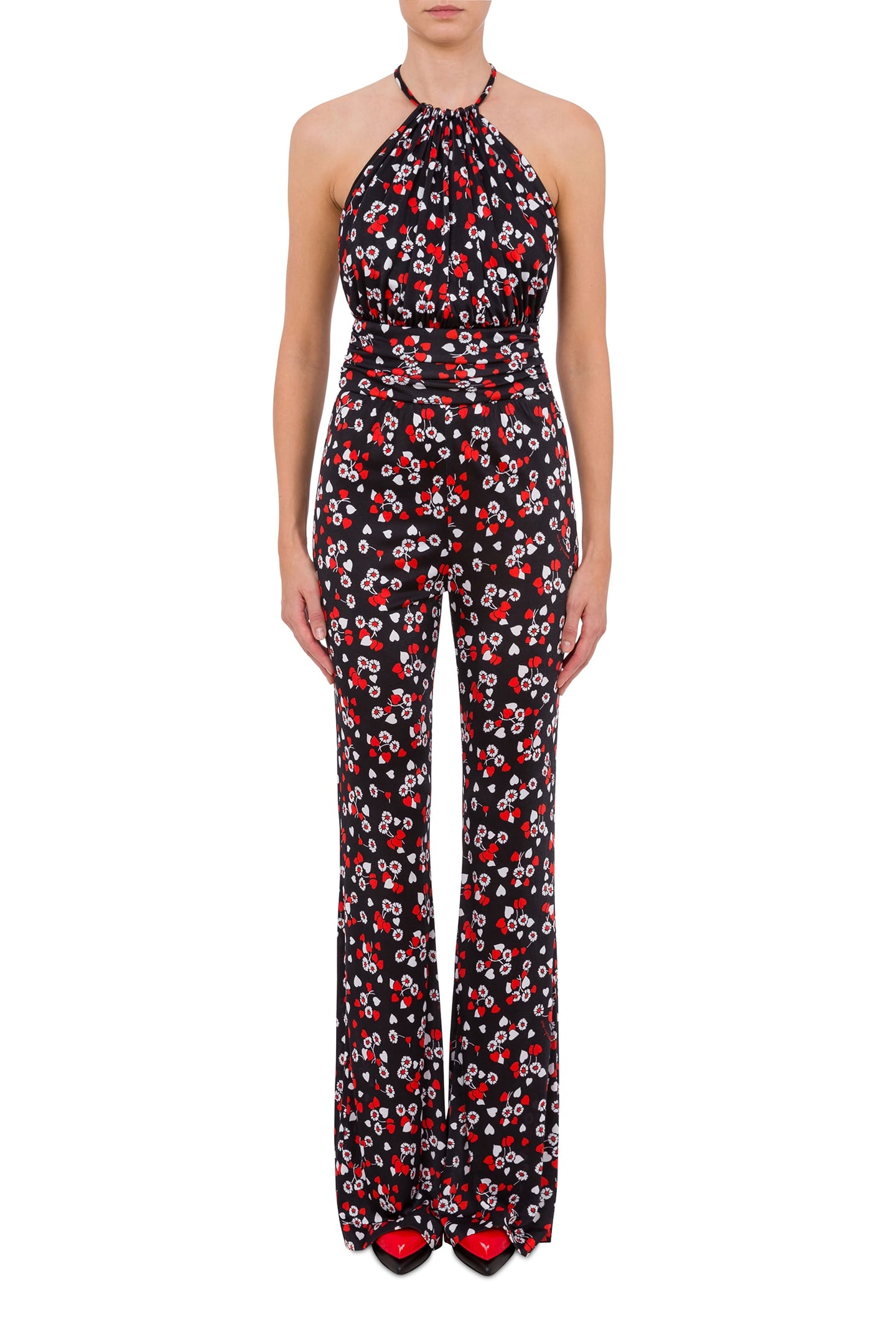 ALLOVER HEARTS & FLOWERS ORGANZINE JUMPSUIT BLACK 1