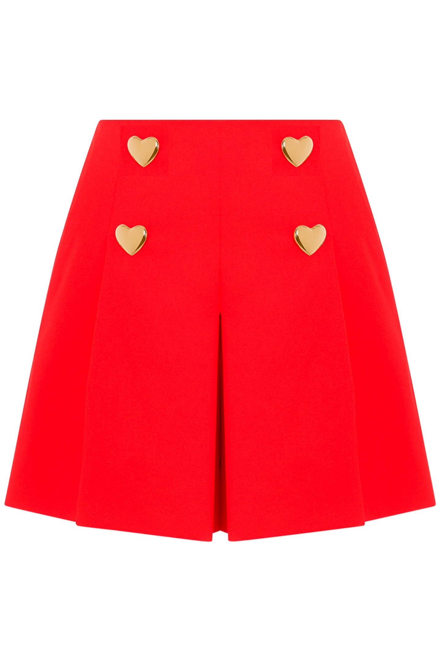 HEART BUTTONS STRETCH SATIN SHORTS RED 3