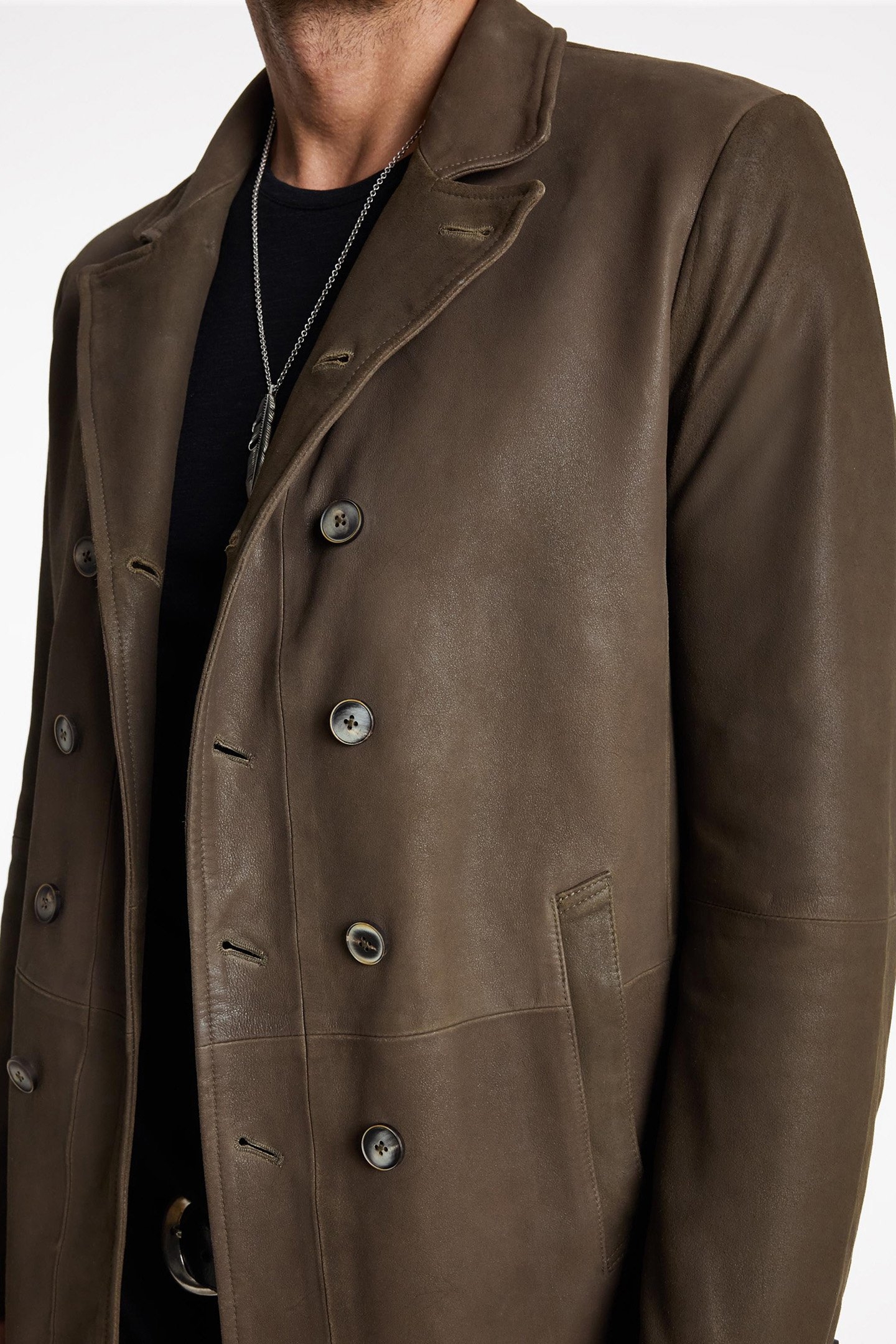 DBL BREASTED CUT-AWAY MID LENGTH COAT TWINE BROWN 3