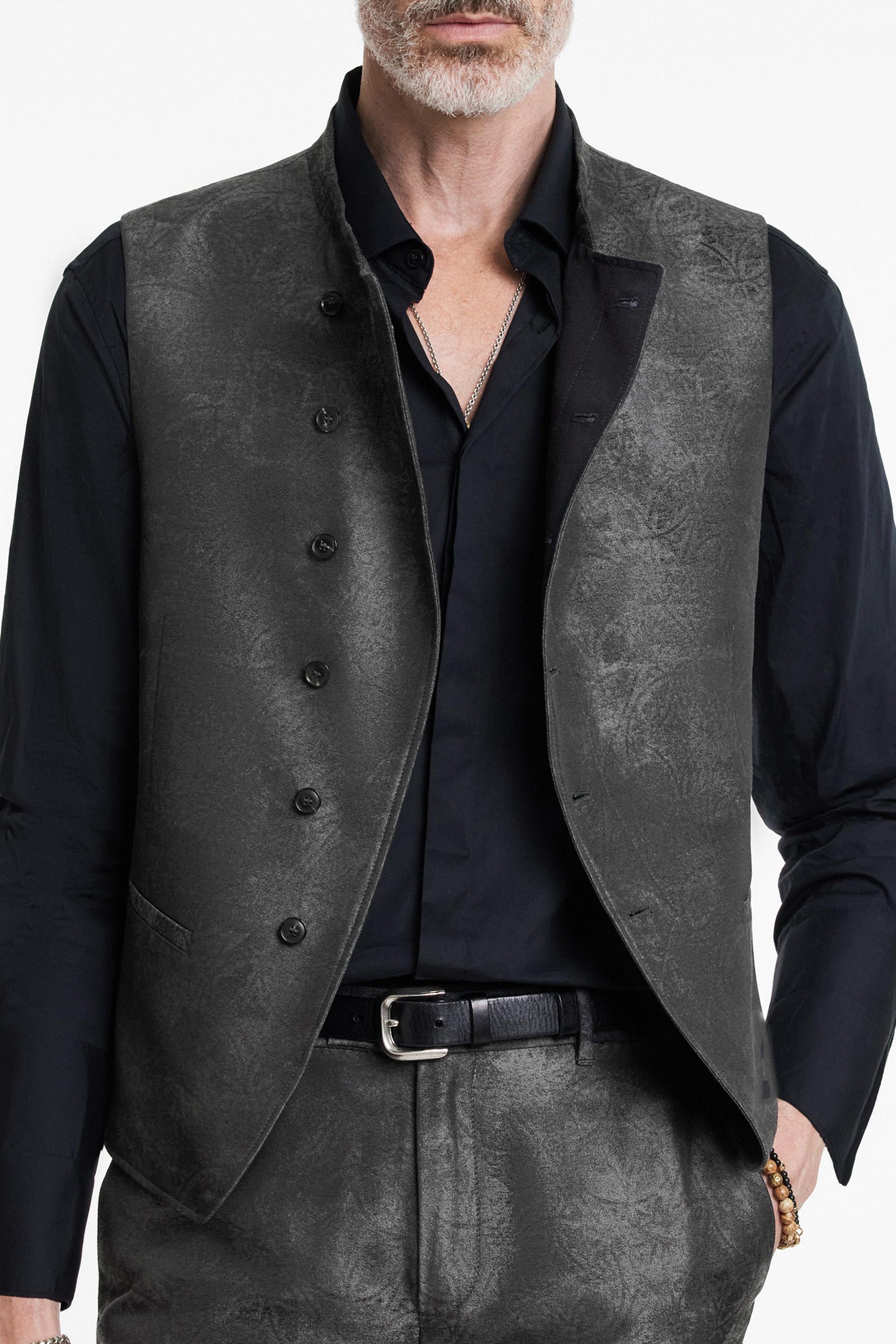 BEACON VEST - SLIM FIT ASYMMETRIC BUTTON ECLIPSE HTHR 3