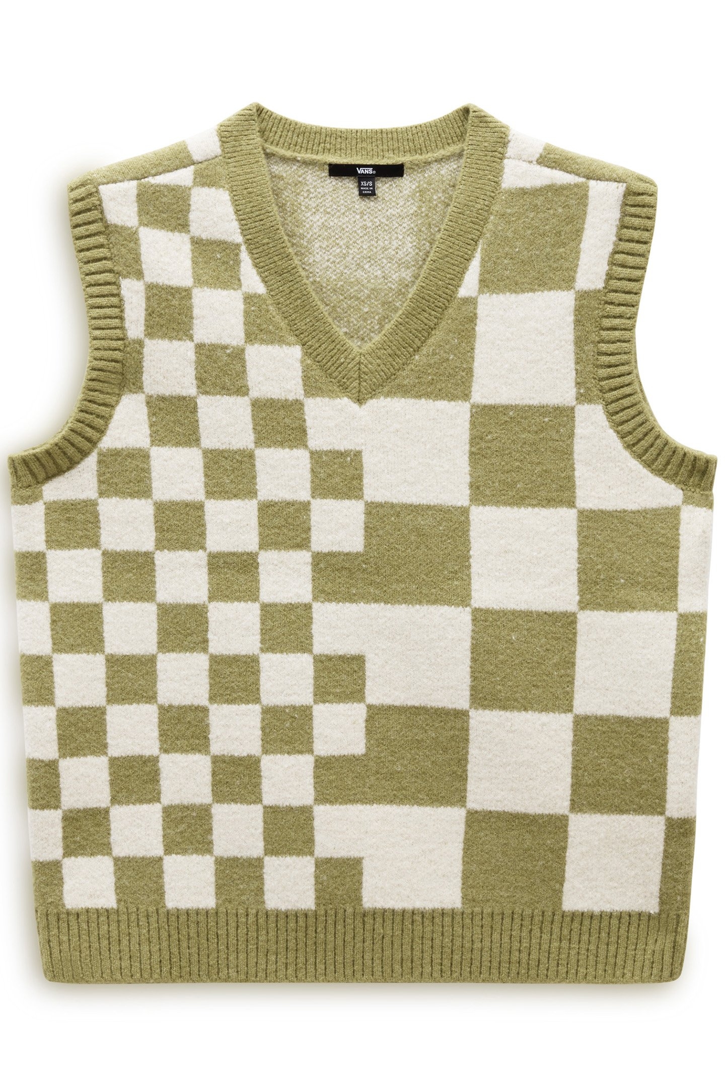 COURTYARD CHECKER SWEATER VEST GREEN OLIVE 4