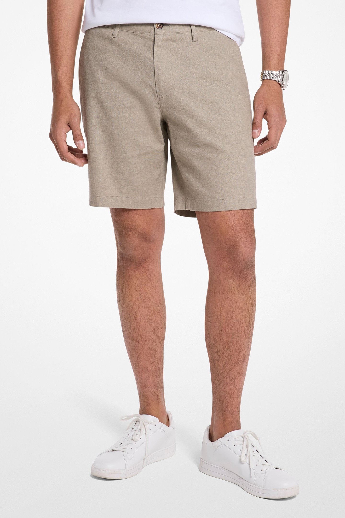 LINEN COTTON SHORTS IN LIGHT SAGE 1