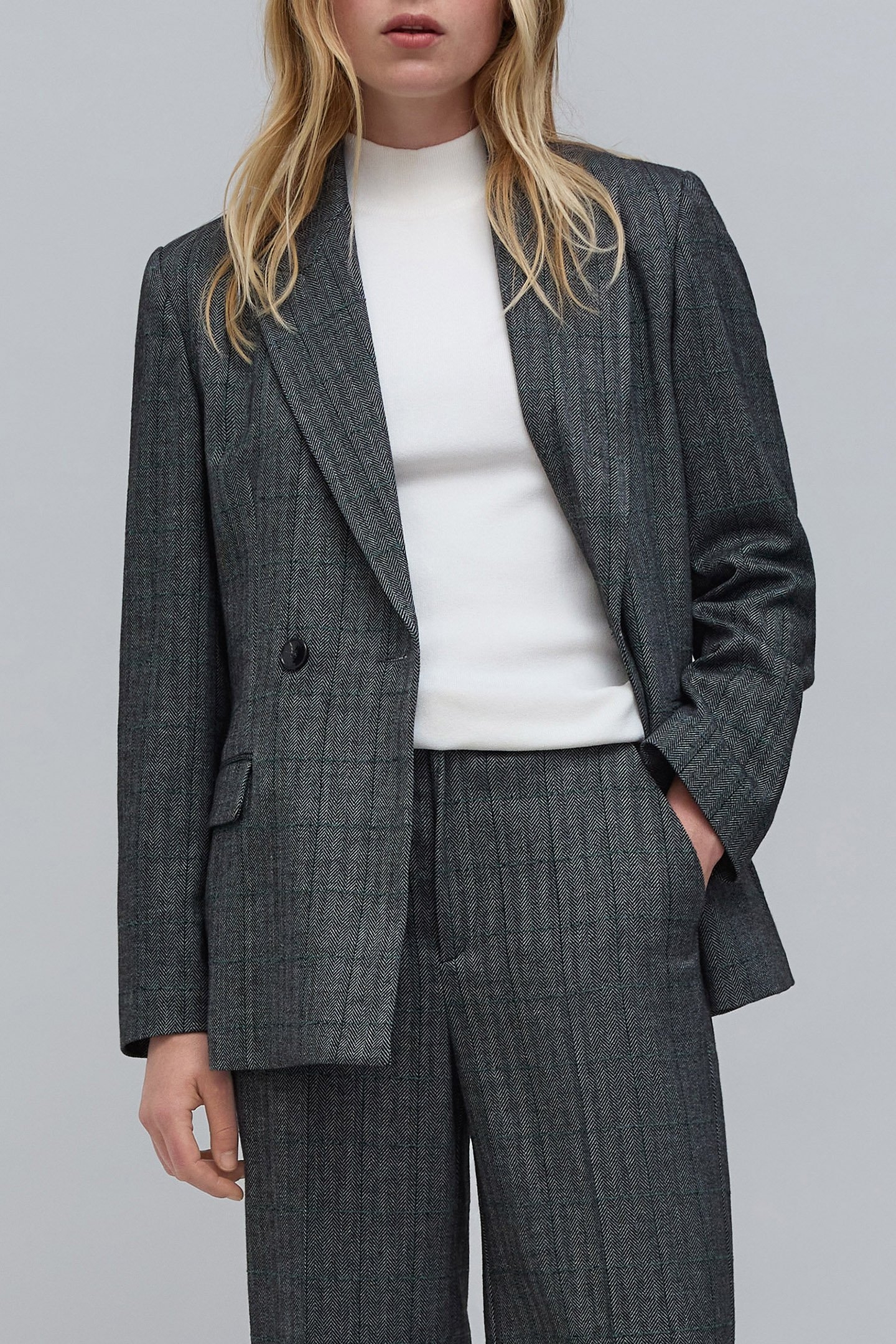 BLACK HERRINGBONE CHECK SUIT JACKET 5