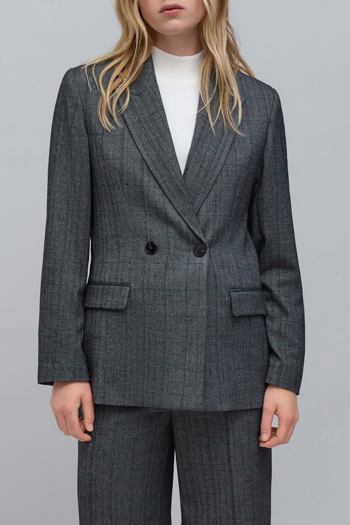 BLACK HERRINGBONE CHECK SUIT JACKET 1