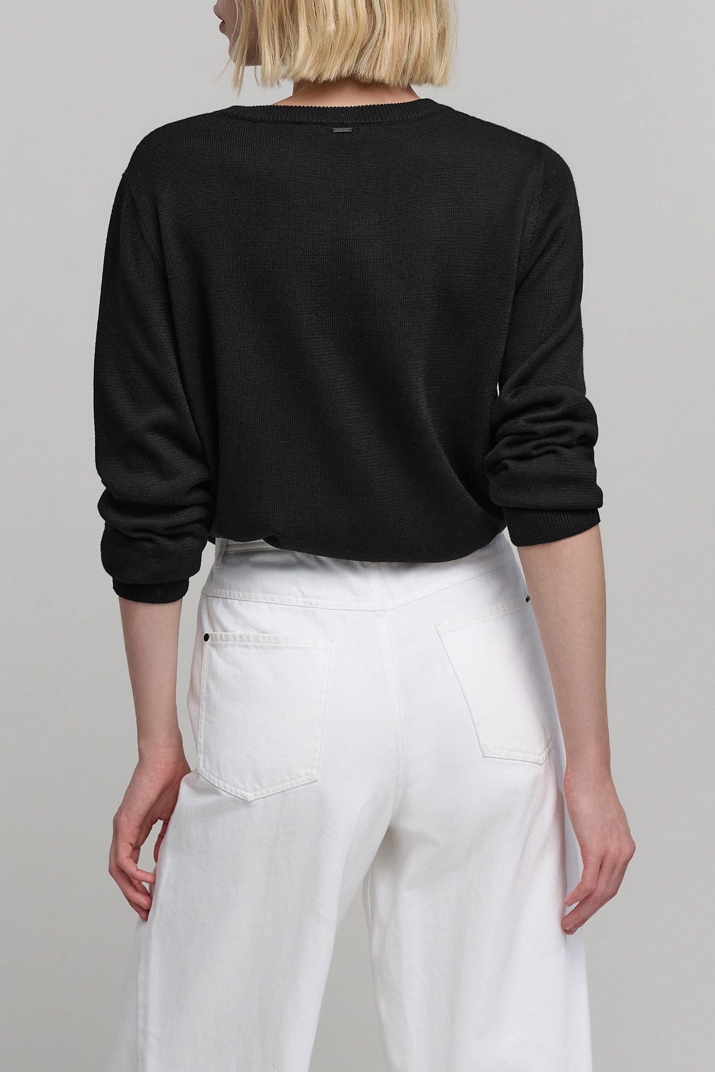 BLACK KNITTED SWEATER WITH STUDDED MESSAGE 2