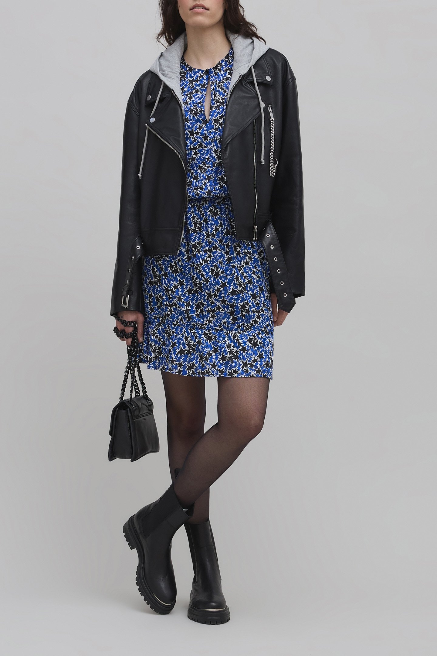 BLUE STARBURST PRINT DRESS 4