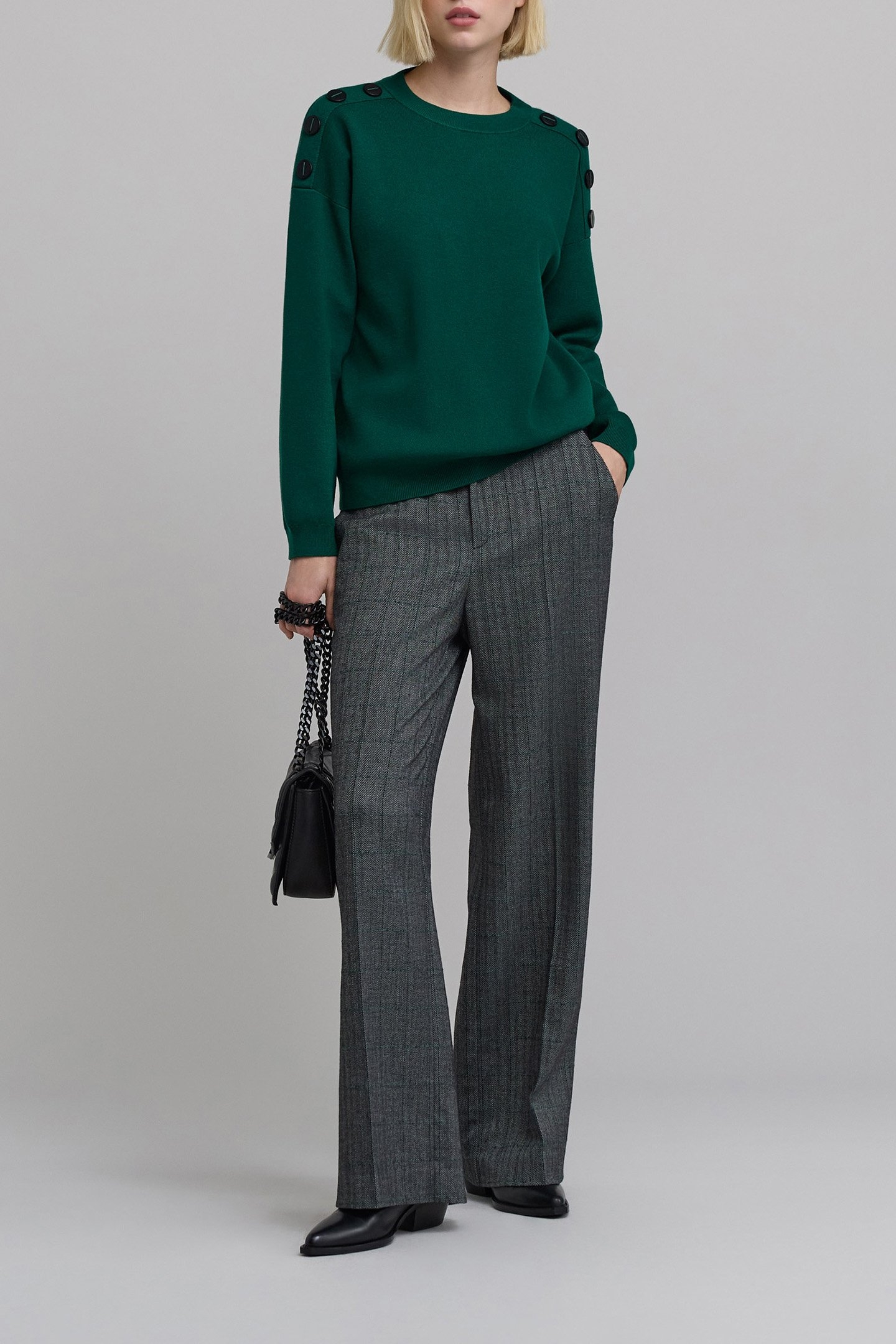 GREEN KNIT SWEATER WITH SHOULDER BUTTONS 3