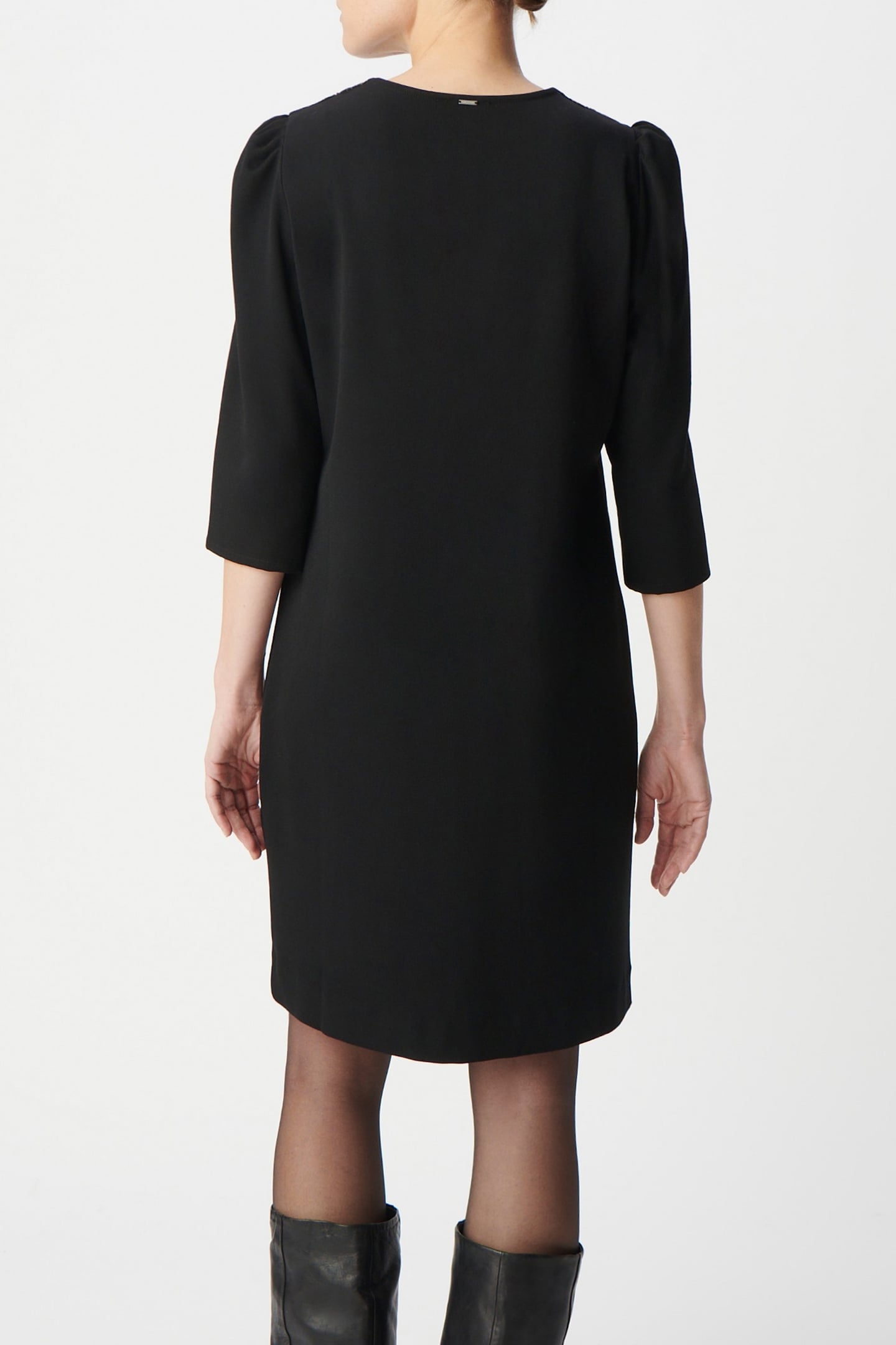 V-NECK LUREX OVERSTITCHED BLACK WRAP DRESS 2