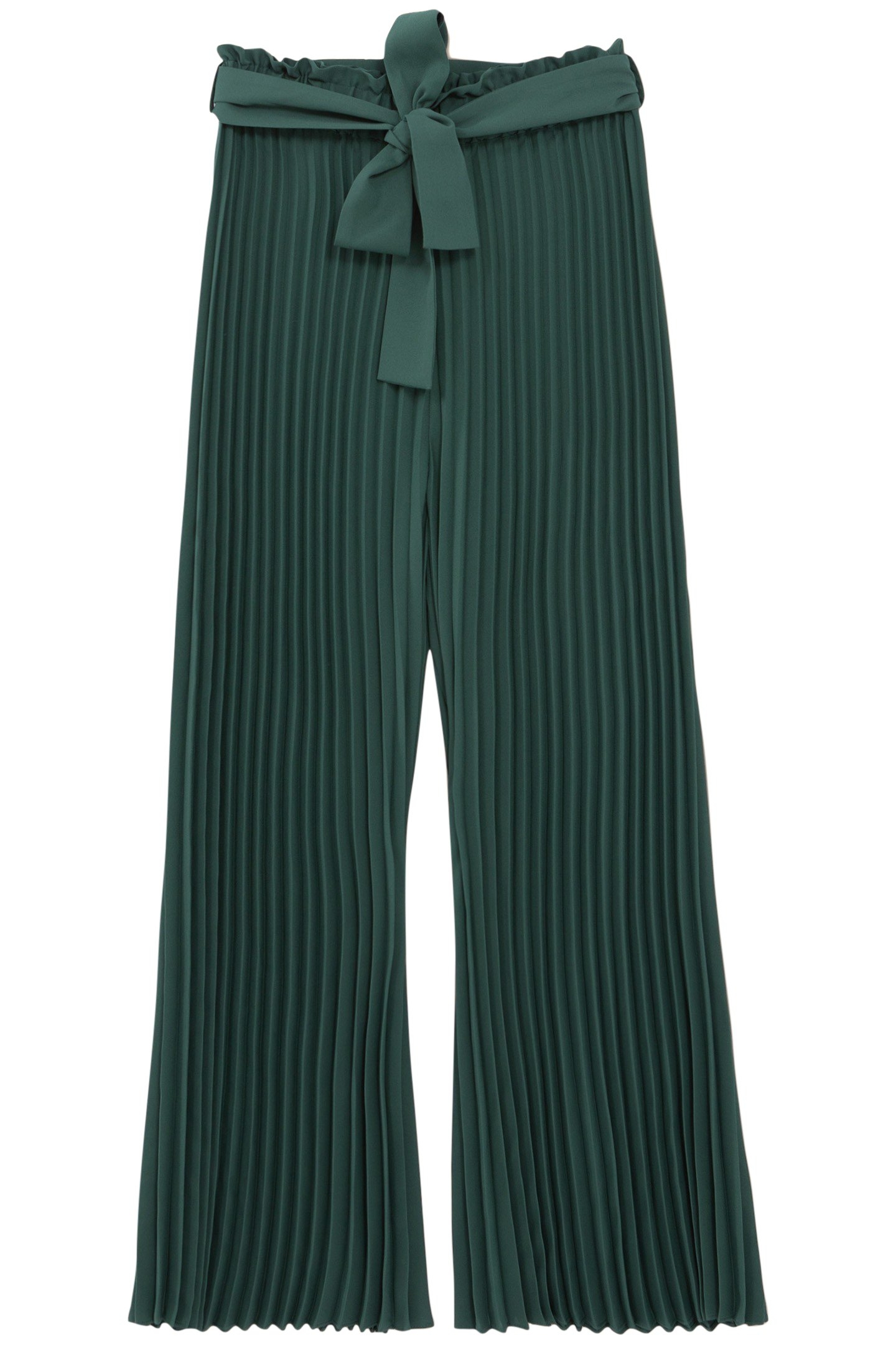 NIGHT GREEN PLEATED WIDE-LEG TROUSERS 3