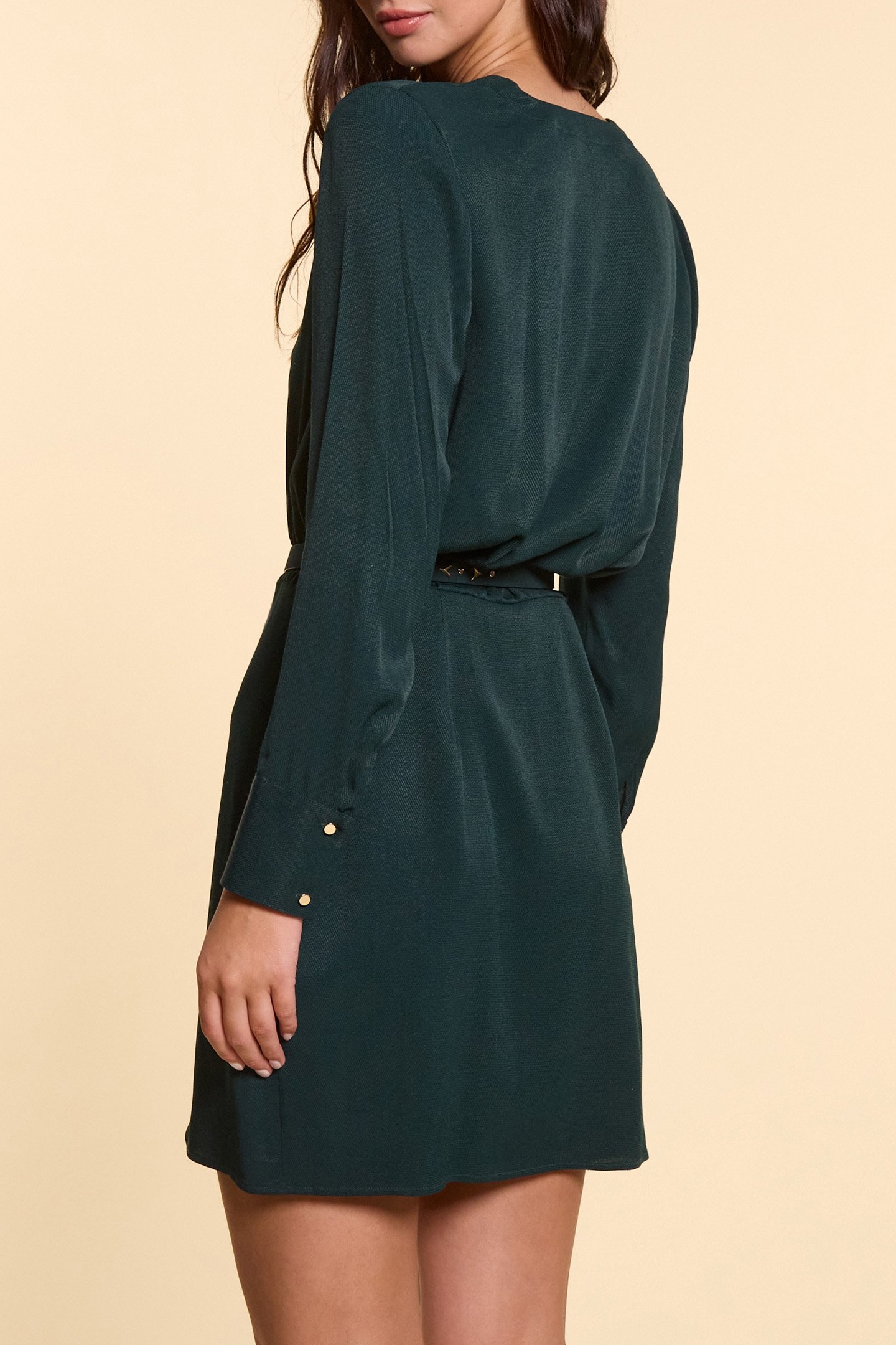 NIGHT GREEN FLOWING WRAP DRESS 2