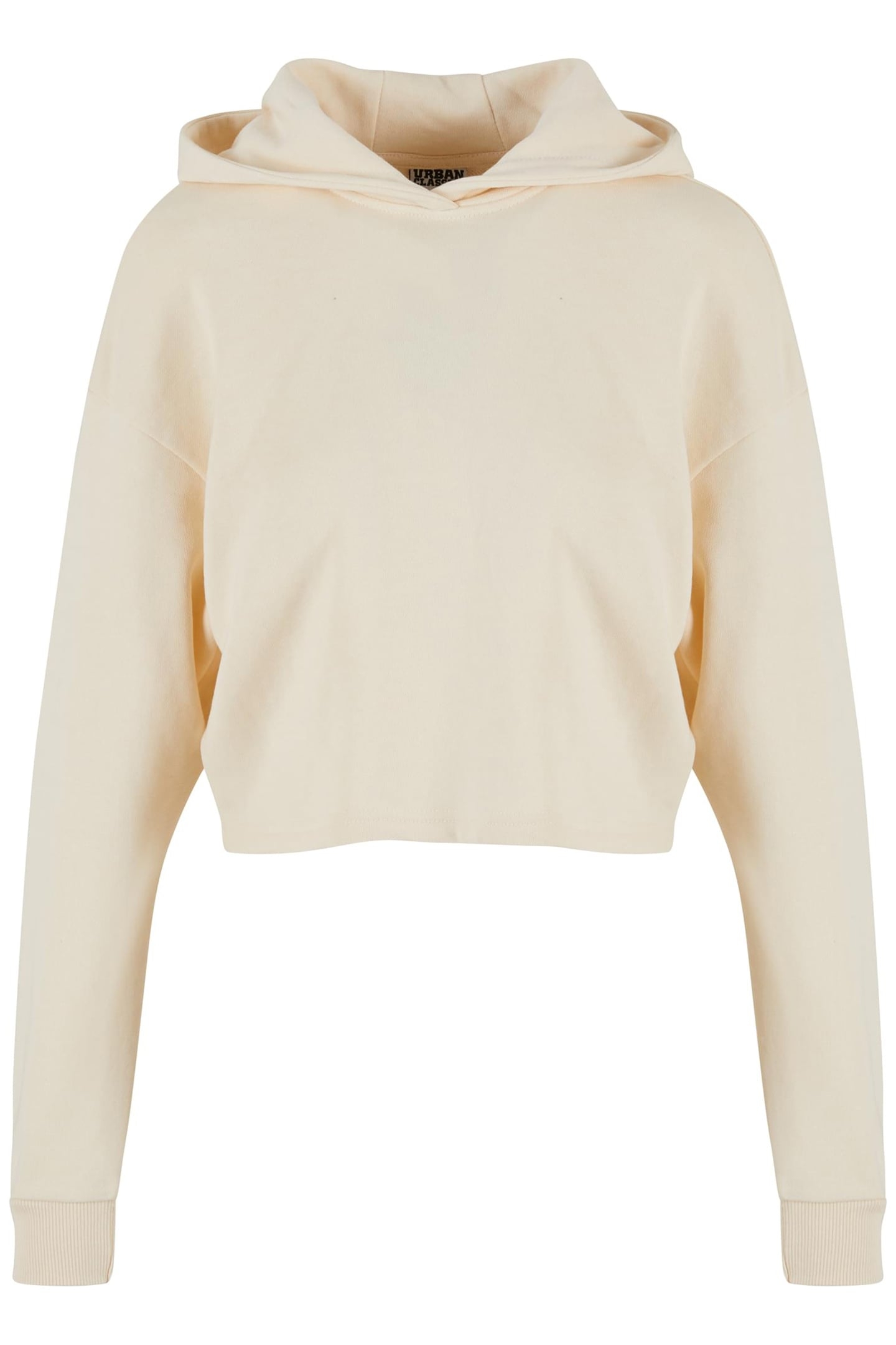 LADIES OVERSIZED CROPPED LIGHT TERRY HOODIE WHITESAND 1