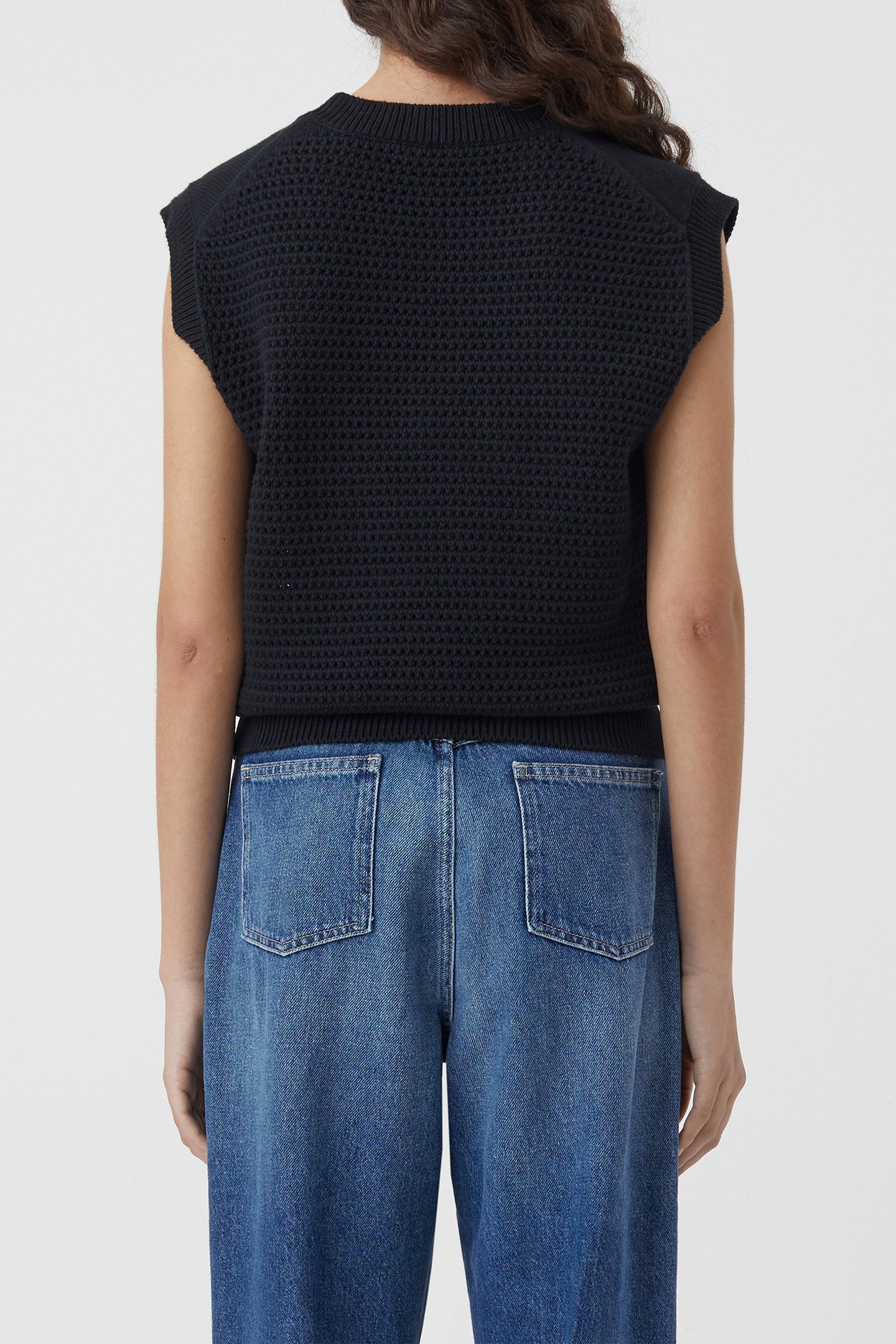 CREW NECK VEST KNITS BLACK 2