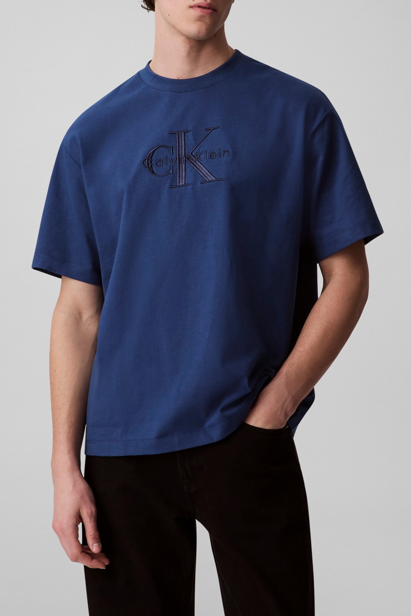 SS HERO MONOLOGO EMB RELAXED FIT CREW NECK T-SHIRT BLUE 1