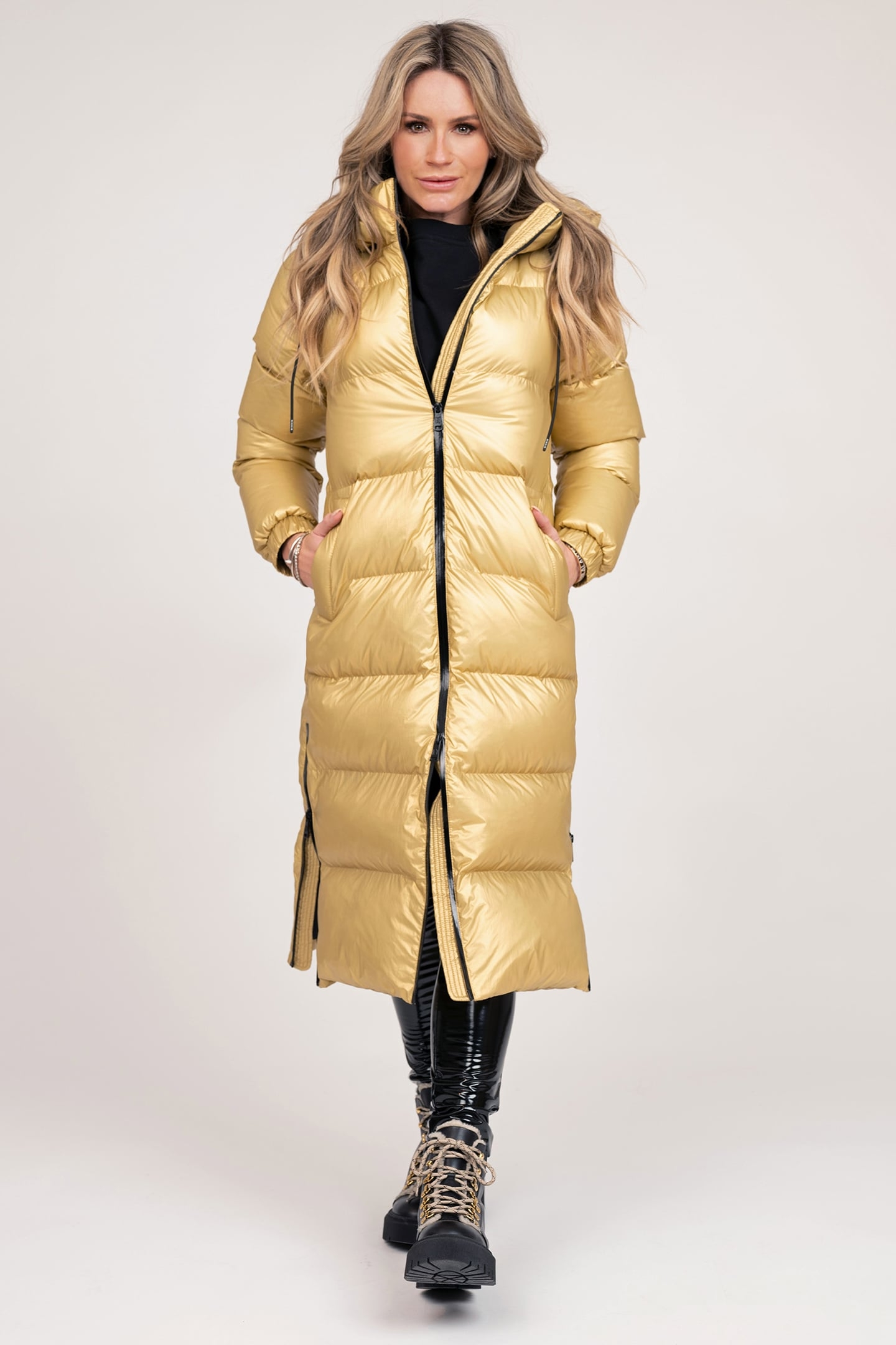 ELISTA LONG PUFFER COAT GOLD 1