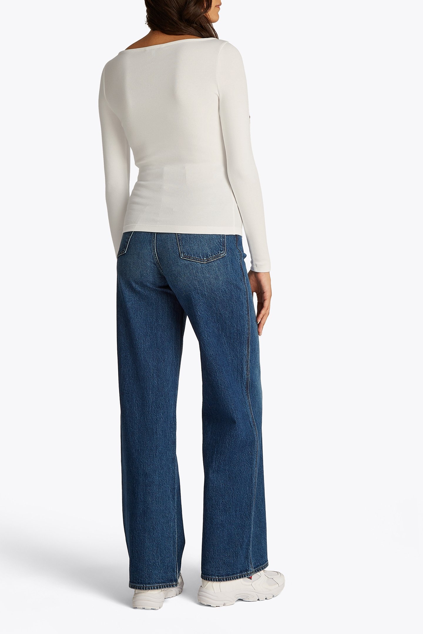 TJW SLIM FIT BOAT NECK LONG SLEEVE TOP ECRU 3