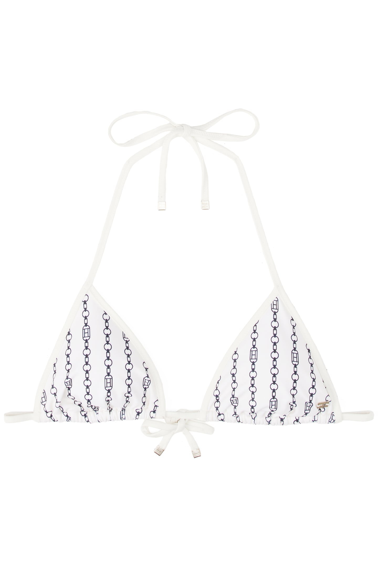 TRIANGLE RP PRINT FLAG CHAIN BIKINI TOP, NAVY BLUE 4