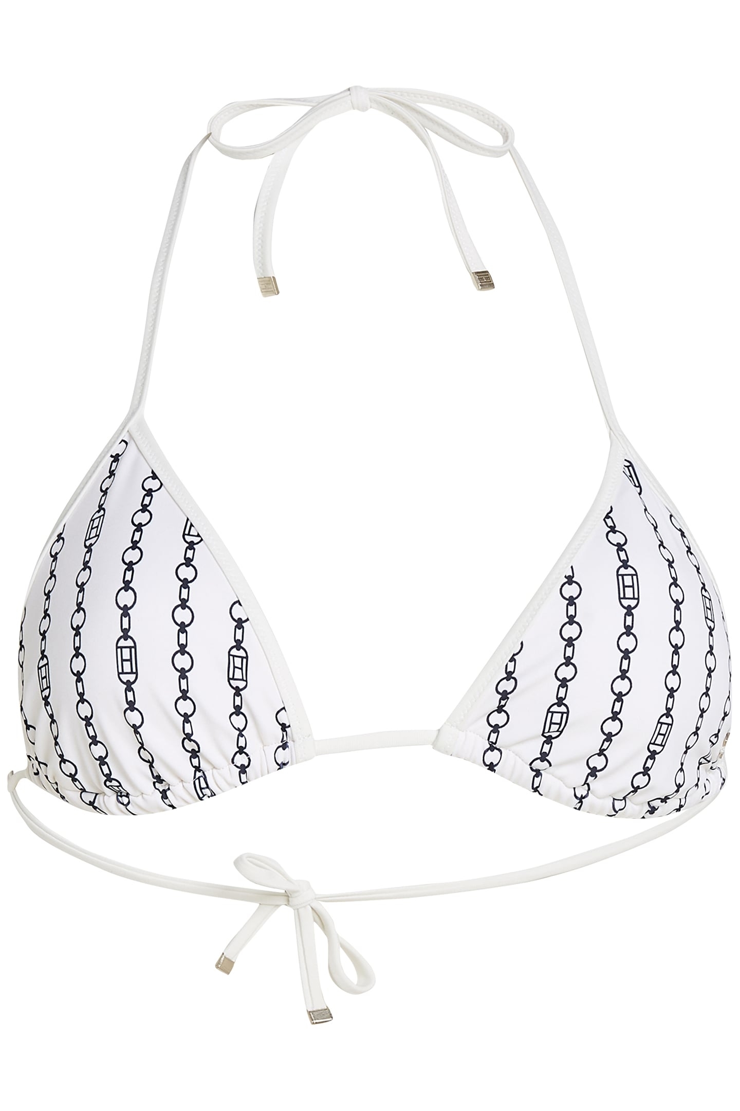 TRIANGLE RP PRINT FLAG CHAIN BIKINI TOP, NAVY BLUE 5