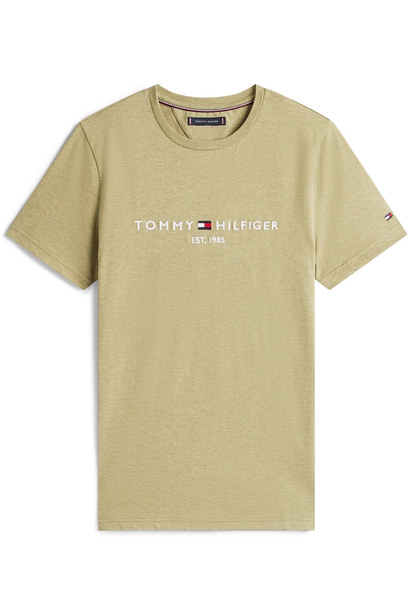 TOMMY LOGO TEE HEATHERED OLIVE 4