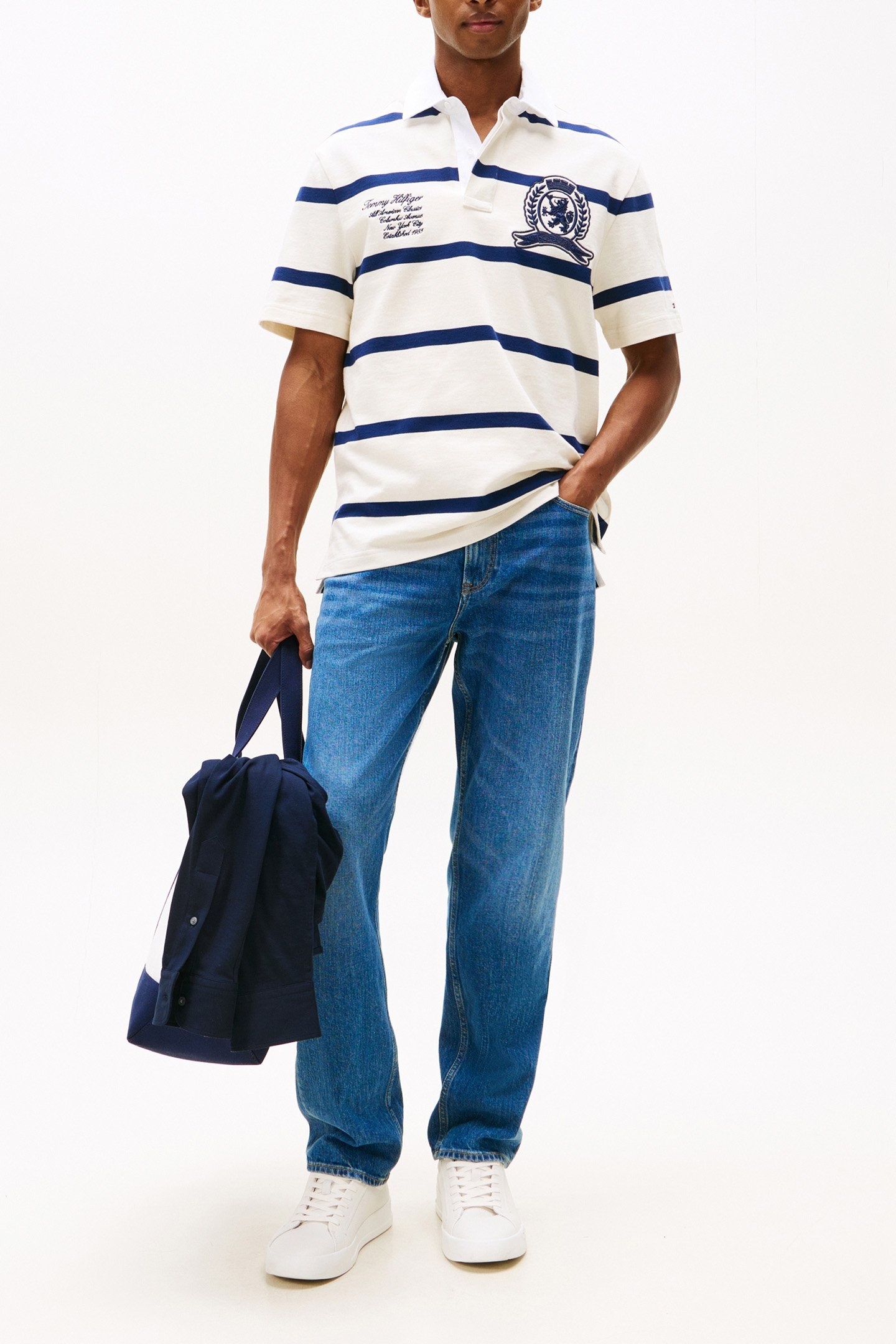 S/S RUGBY POLO CLASSIC FIT NAVY/IVORY PETAL 2