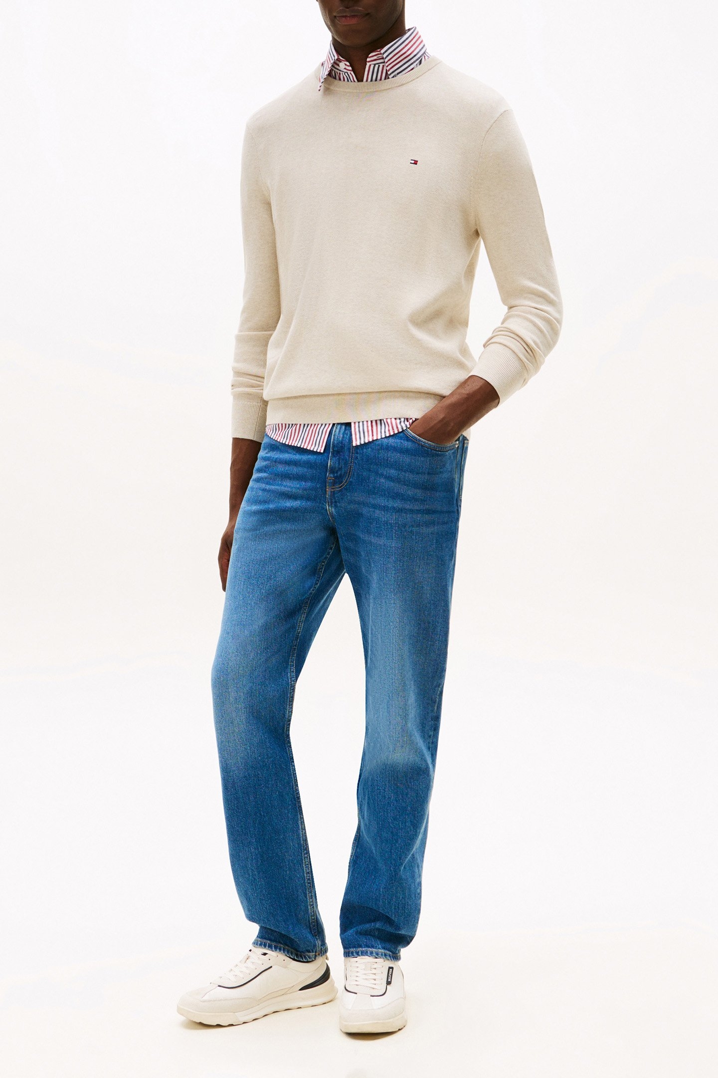 ESSENTIAL SSNL RELAXED FIT CREW NECK PULLOVER CREME 2