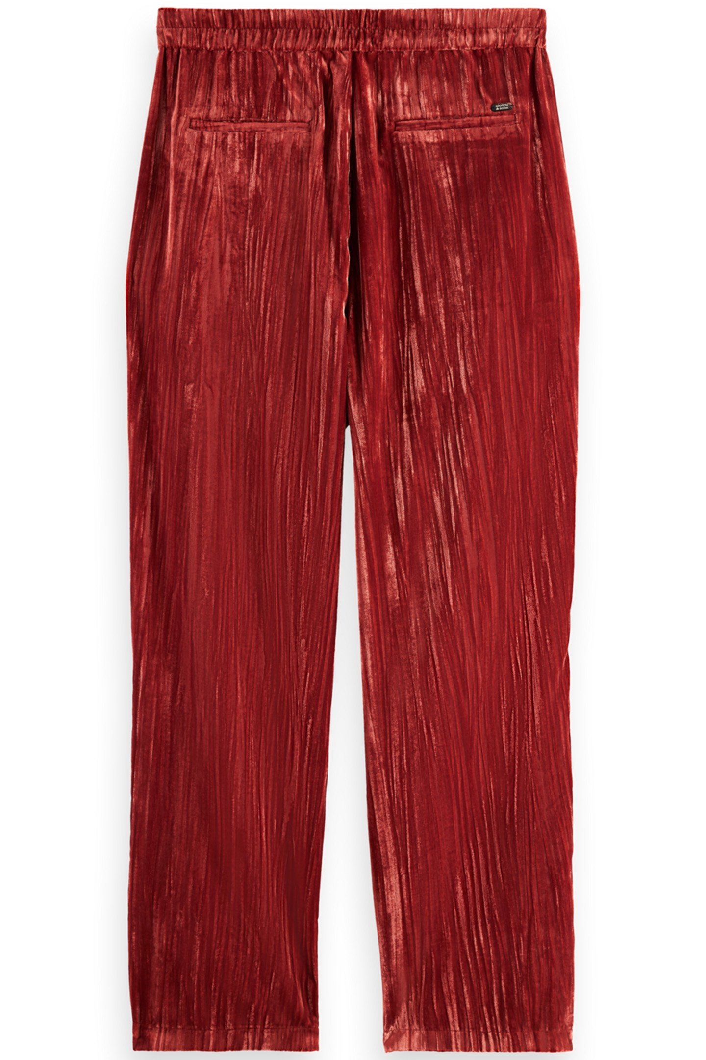LACE TRIMMED VELVET PANT RUST 5