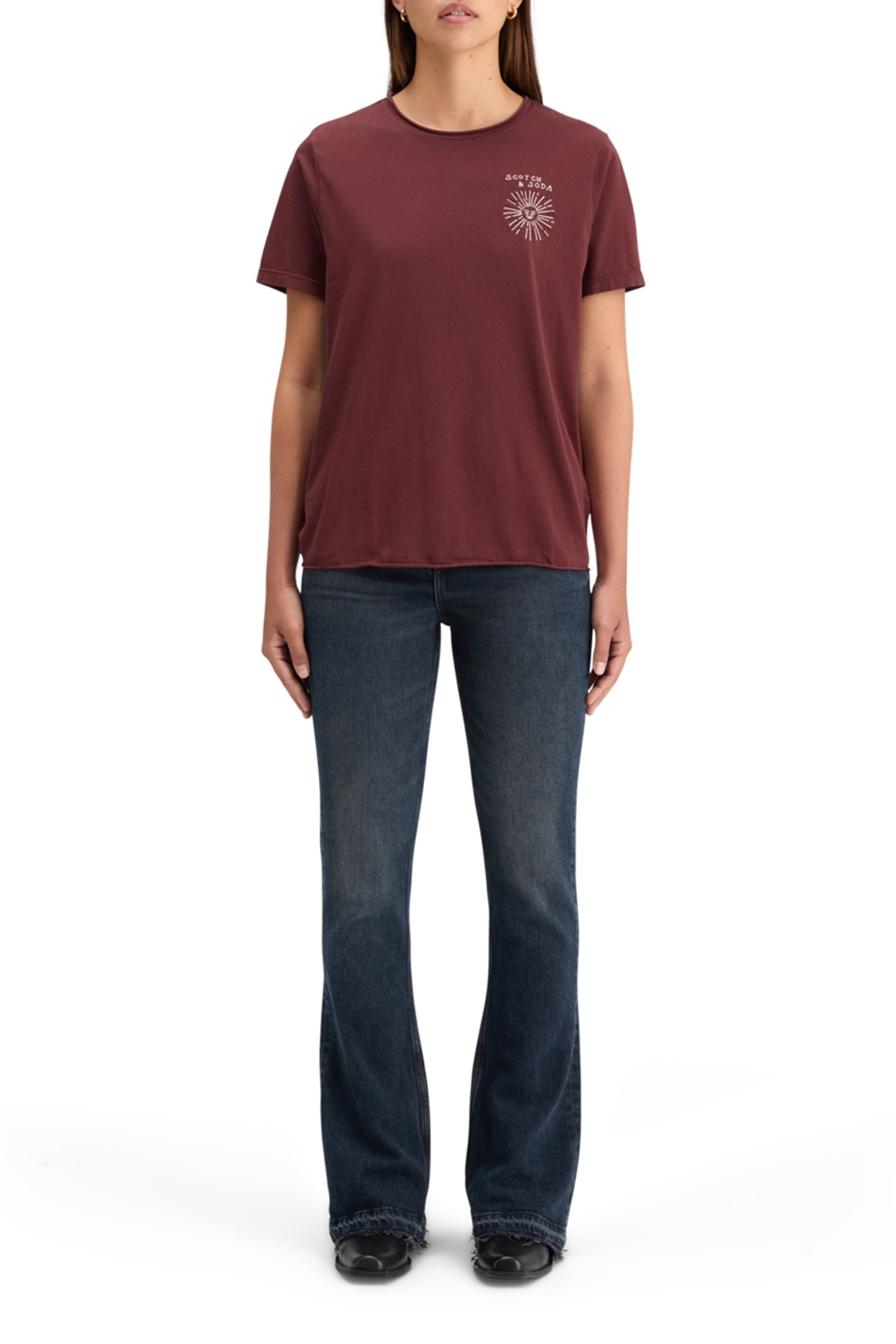 WASHED WITH CHEST ARTWORK RELAXED FIT T-SHIRT RICH MAHOGANY 3