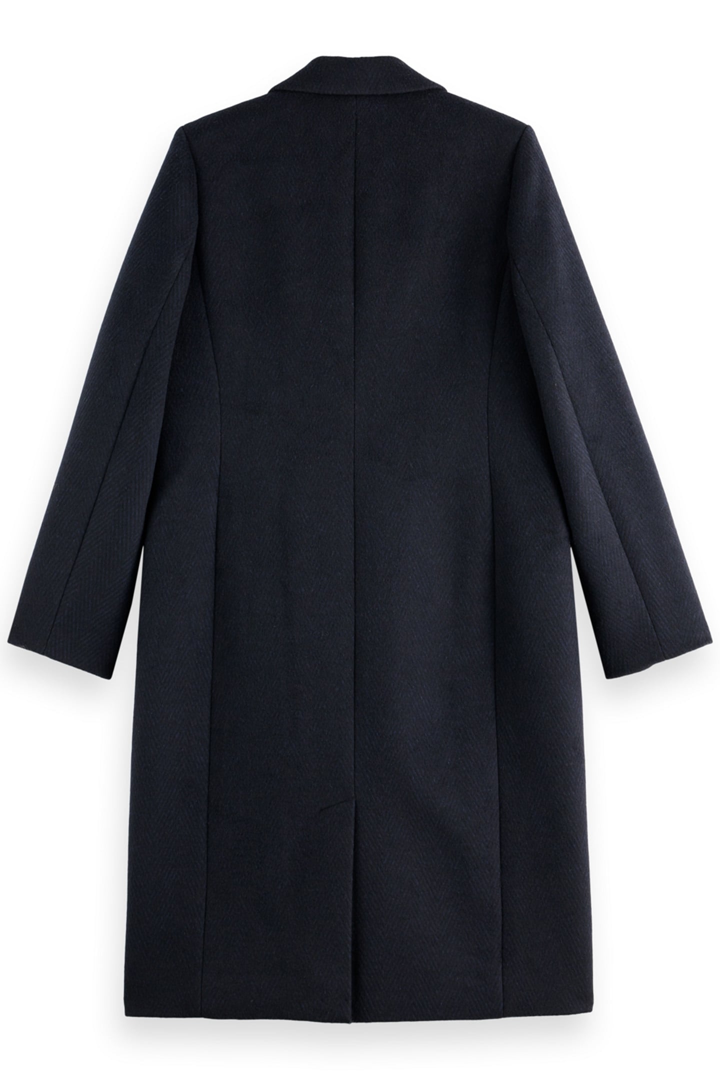 SINGLE BREASTED HERRINGBONE WOOL BLEND TAILORED COAT BLACK A 2