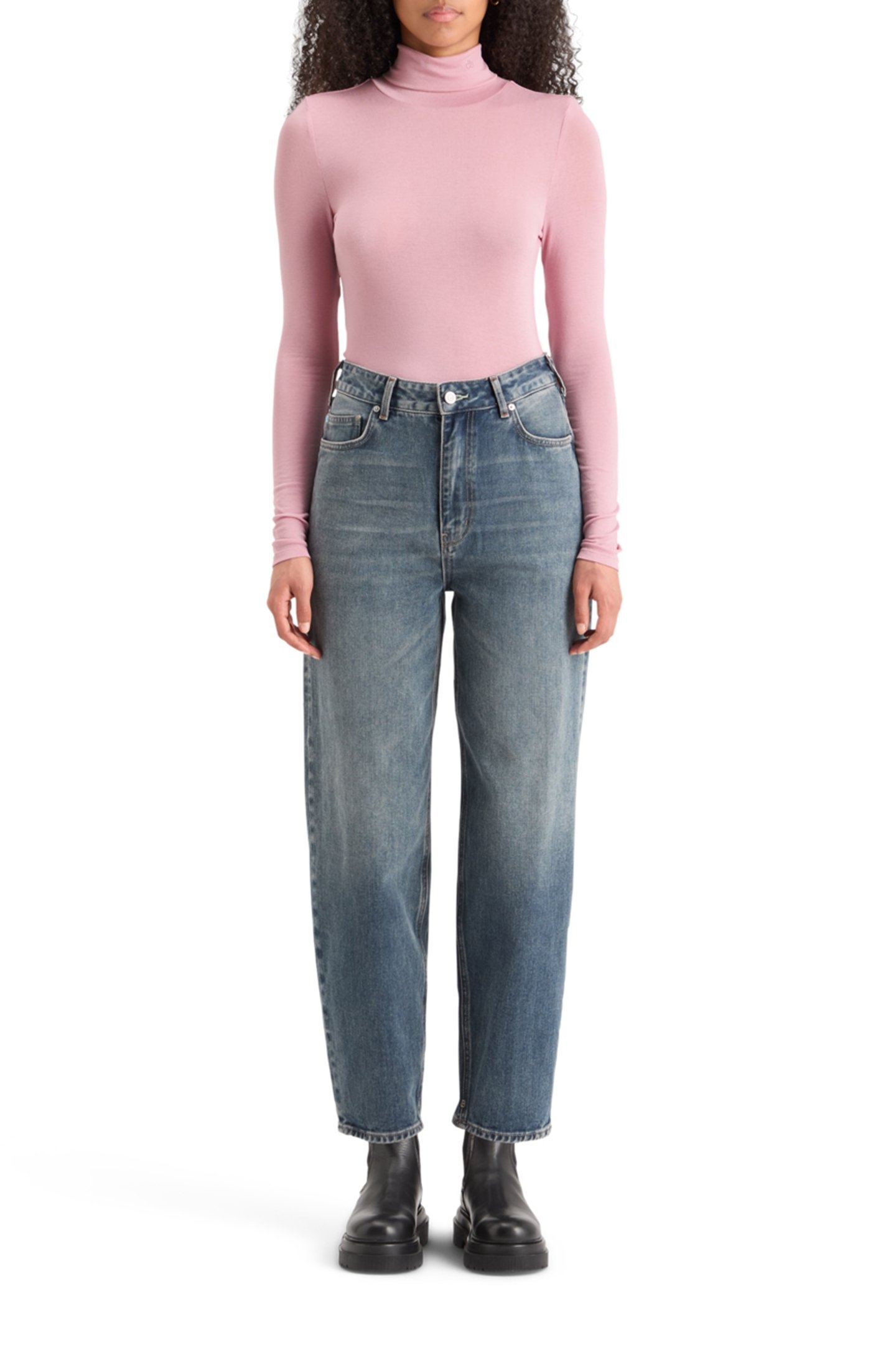 ROLL UP NECK LONG SLEEVE T-SHIRT CADILLAC PINK 3