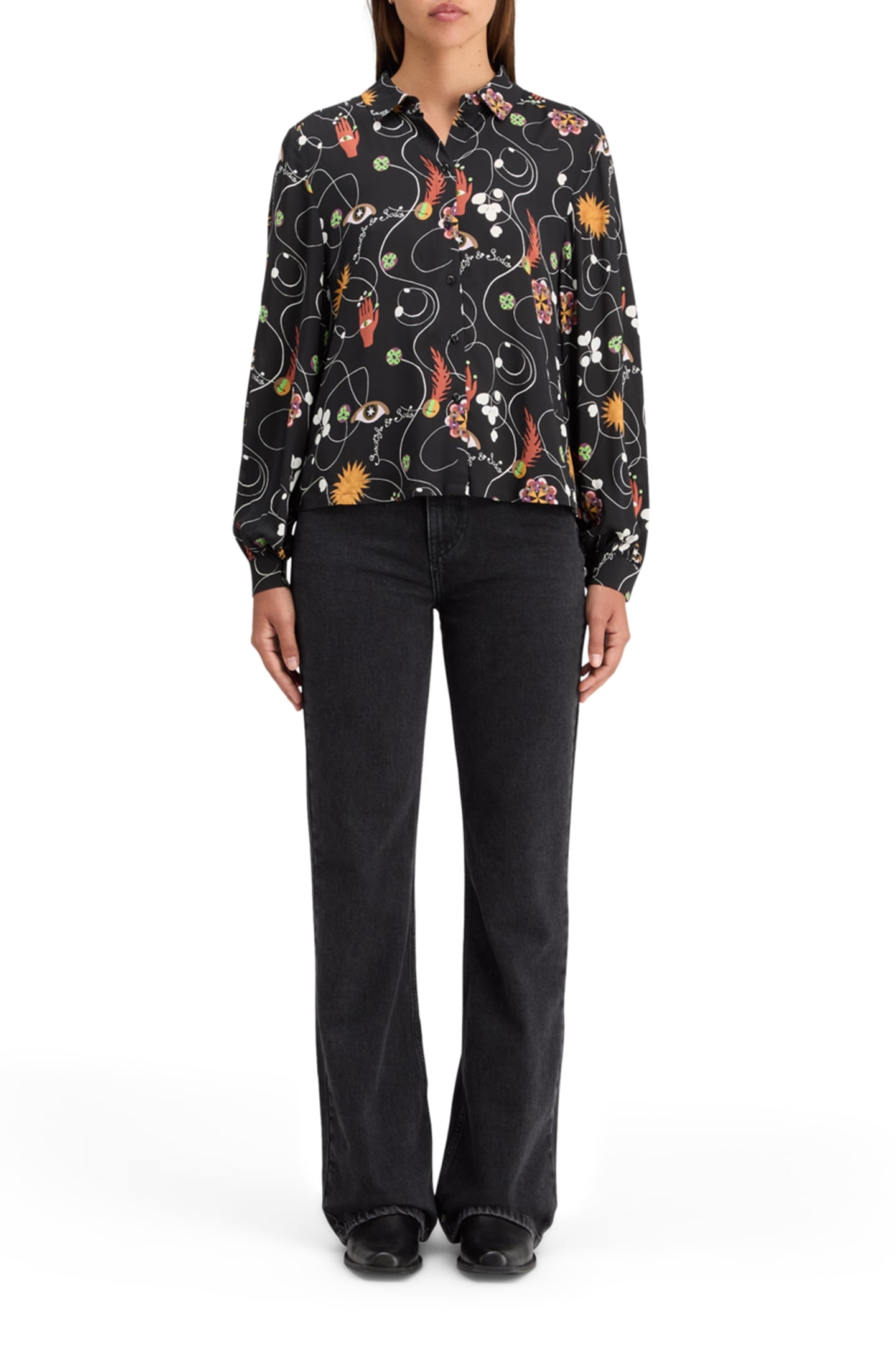 VISCOSE PRINTED BALLOON SLEEVE SHIRT FREE MIND 3