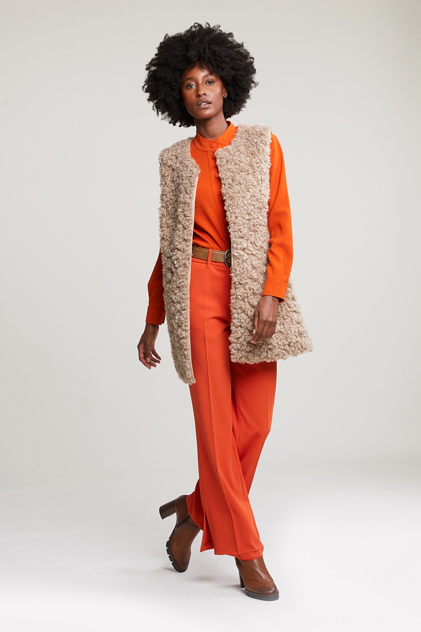 ORANGE CLASSIC PANTS WITH SIDE SLIT 3