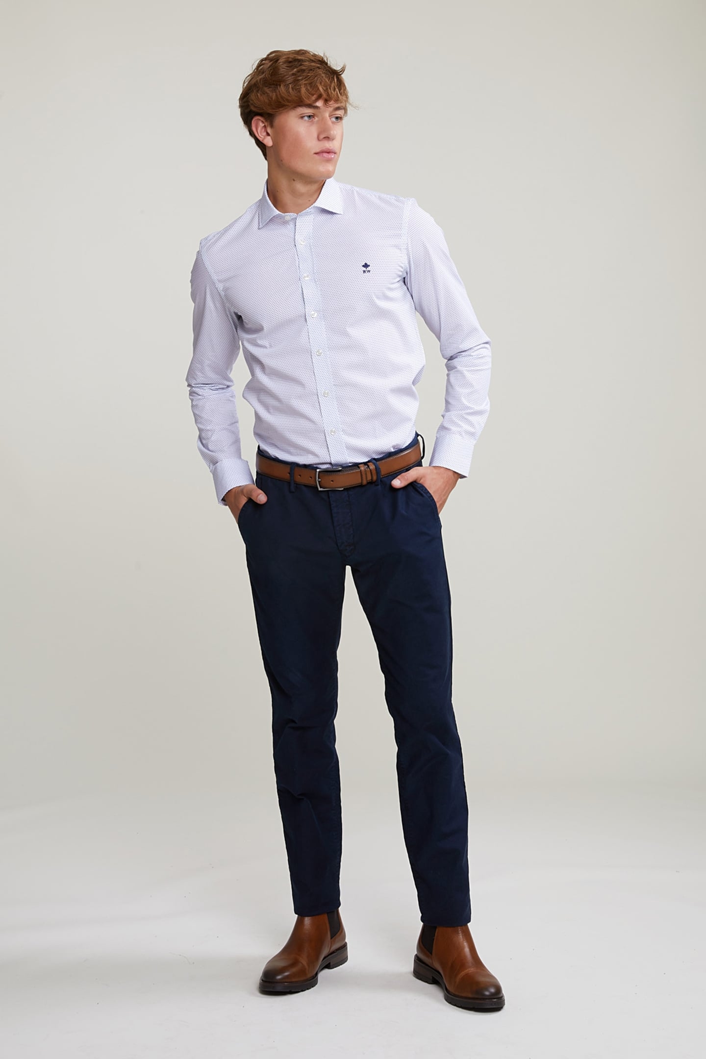 SLIM FIT DOTTED SHIRT BLUE/WHITE 3