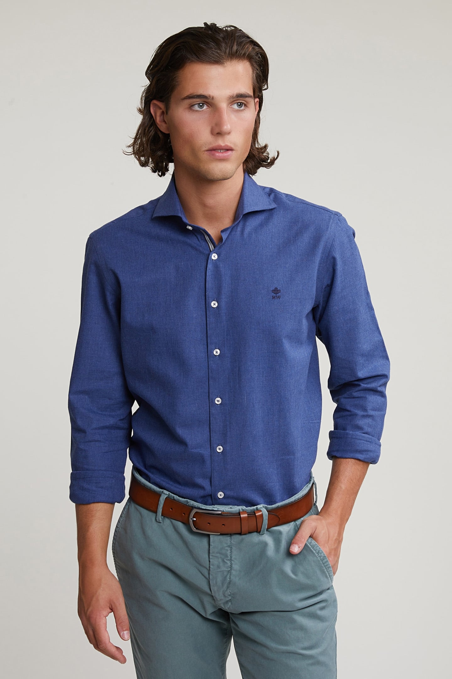 CUSTOM FIT UNI COTTON SHIRT BLUE 1