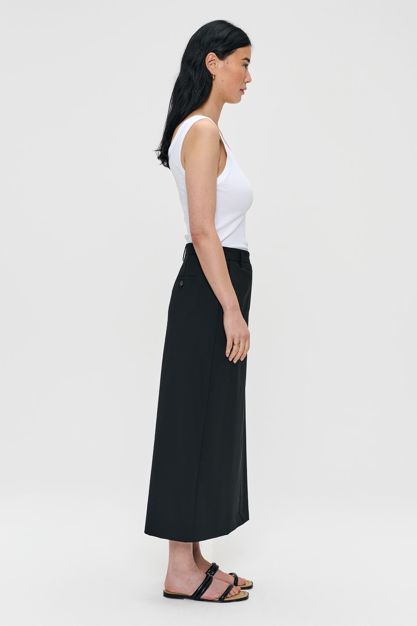 TROPICAL WOOL STRAIGHT SKIRT BLACK 5