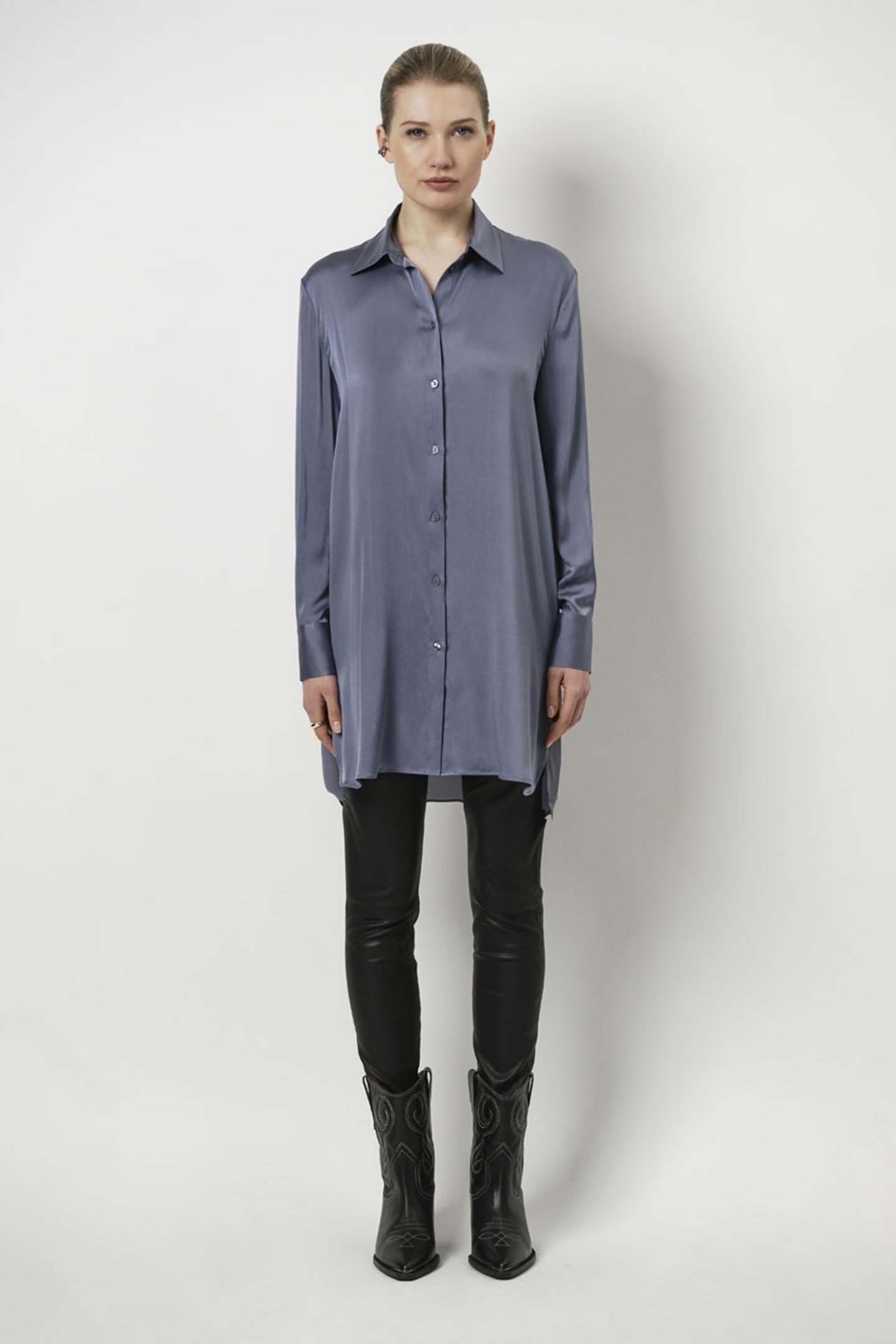 VERONA SILK TUNIC ASH BLUE 1